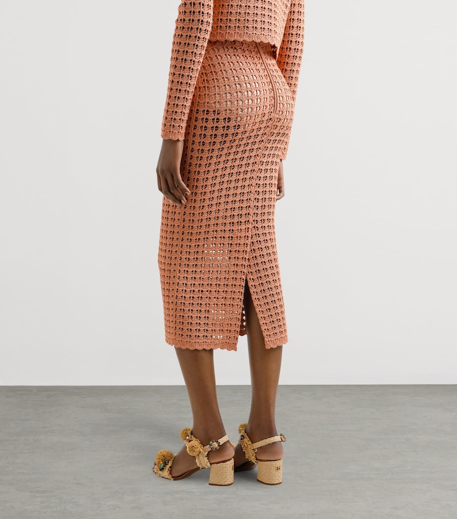 Open-Knit Midi Skirt F0938-ROSE Image 3