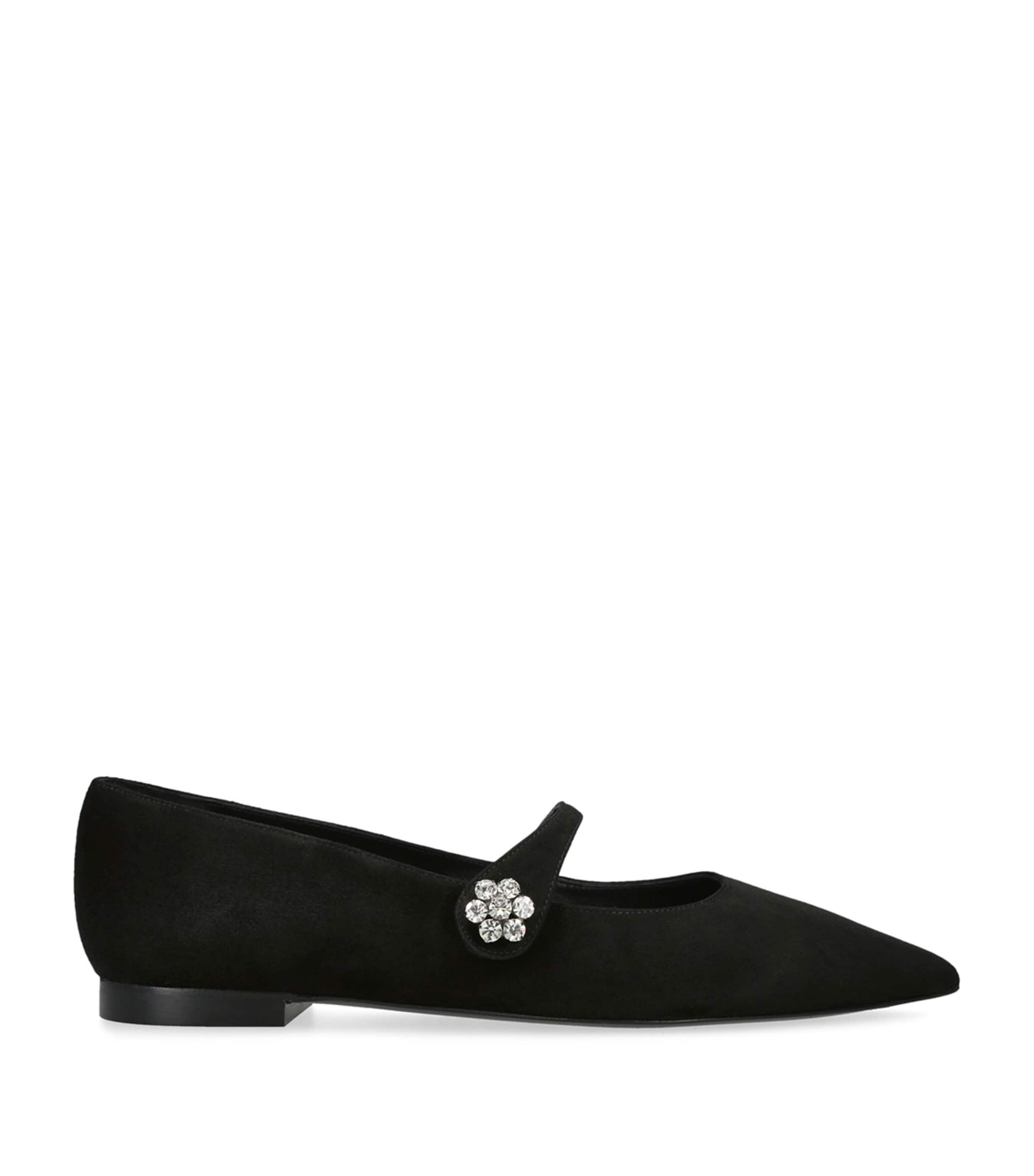 STUART WEITZMAN SUEDE FLEUR MARY JANE FLATS 