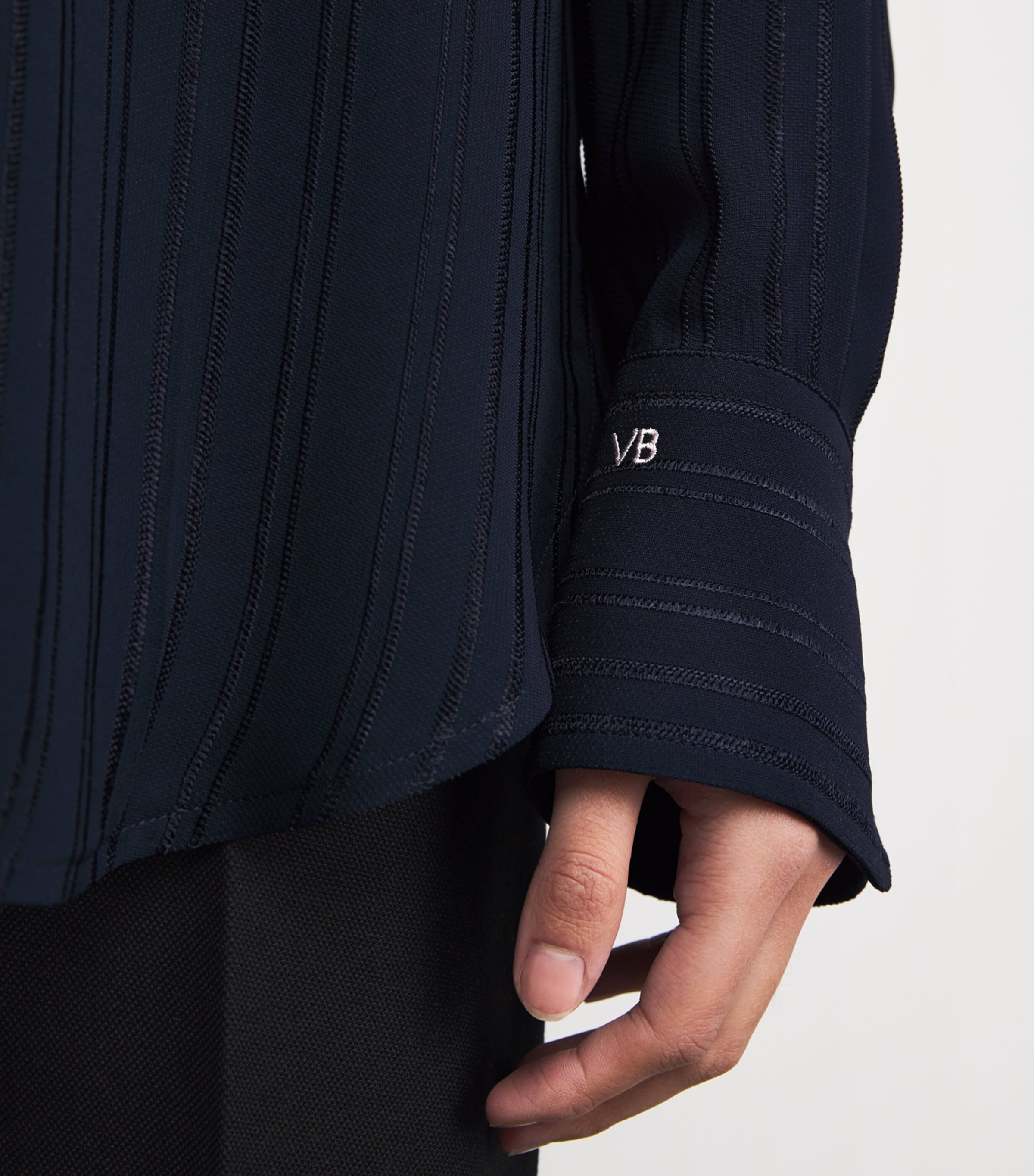 Topstitched Pyjama-Collar Shirt 550 NAVY Image 6