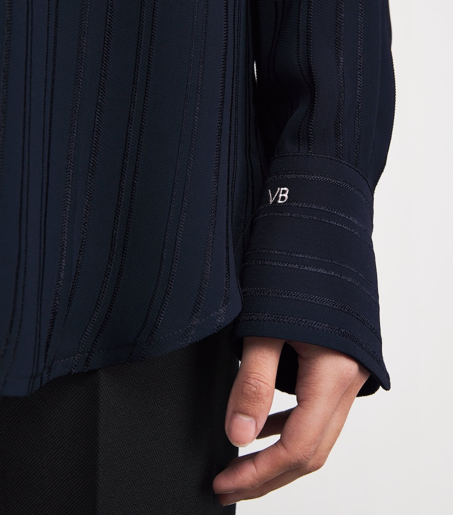 Topstitched Pyjama-Collar Shirt 550 NAVY Image 6