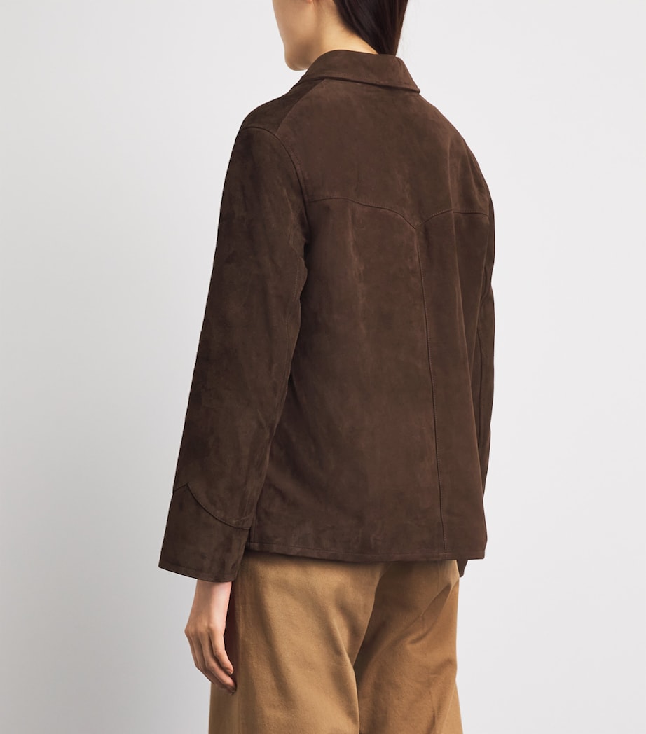 Tory Burch Womens Suede Lightweight Jacket Light Chocolate Image 5