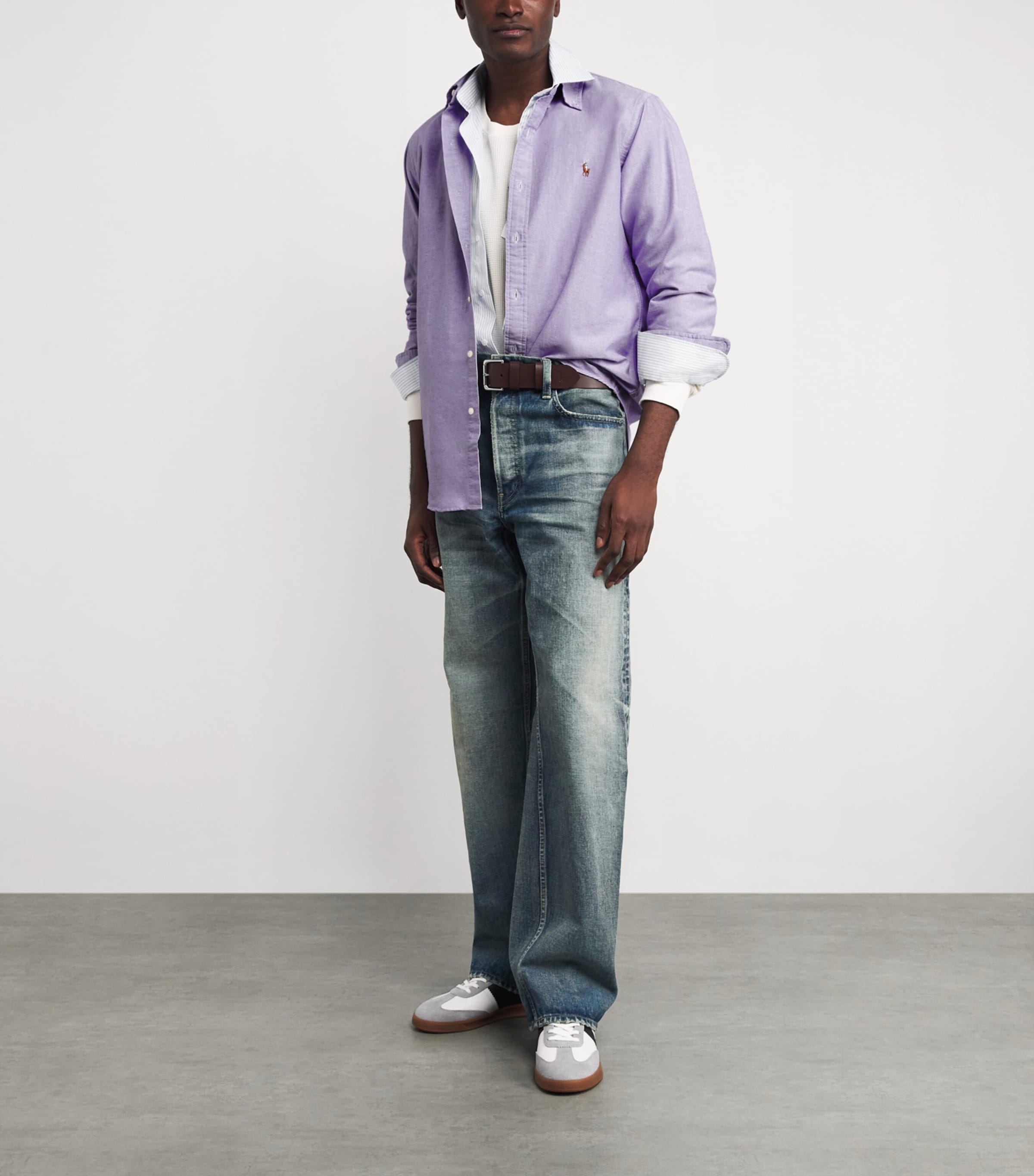 Polo Ralph Lauren Mens Cotton Custom Fit Oxford Shirt Thistle Image 2