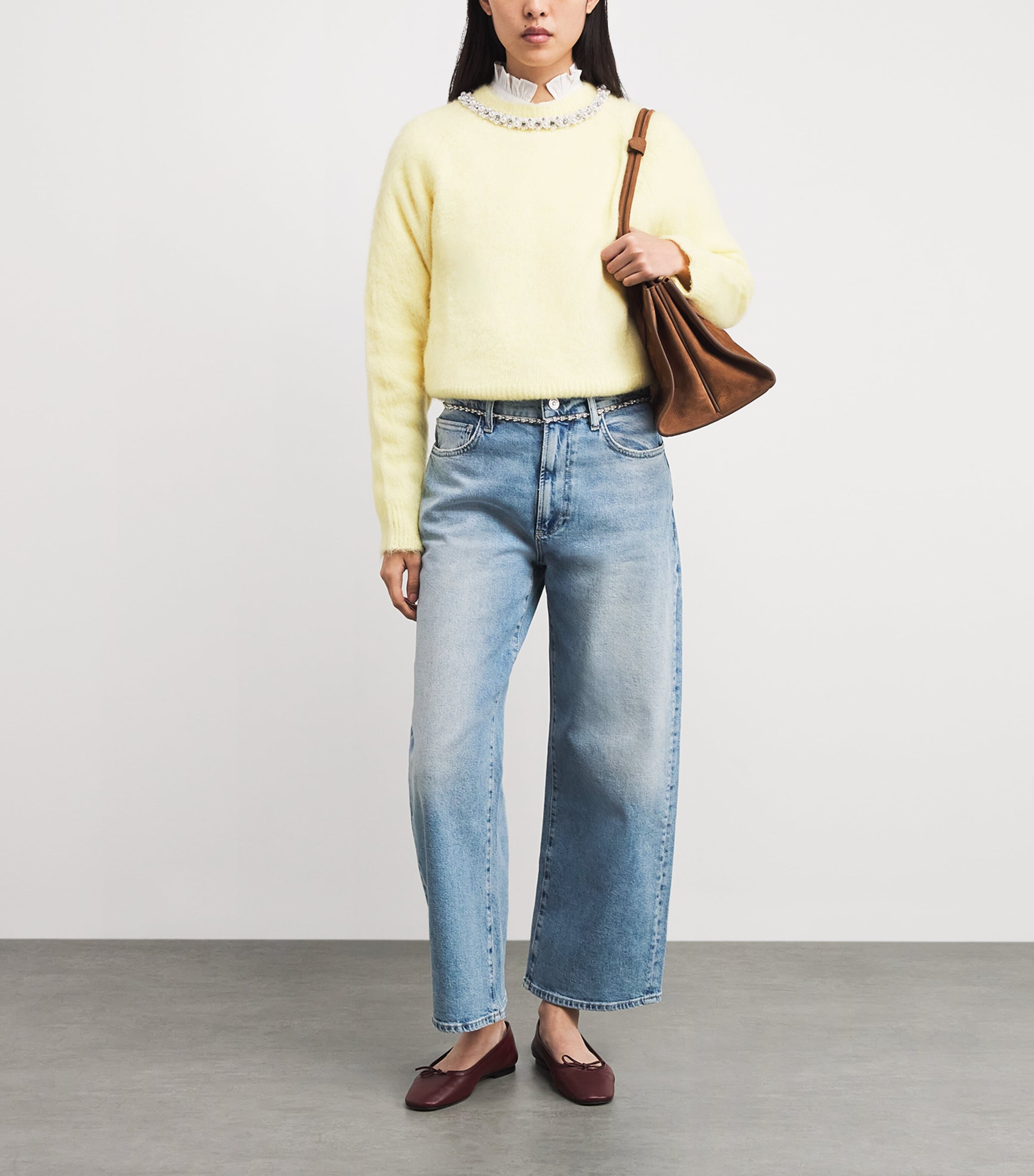 Removable Jewel-Collar Sweater PALE YELLOW Image 2