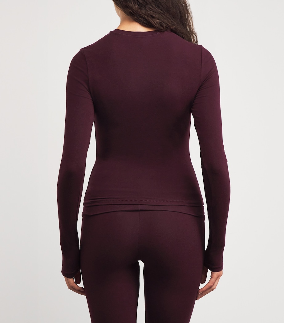 Cotton Jersey Long-Sleeve T-Shirt CURRANT Image 4