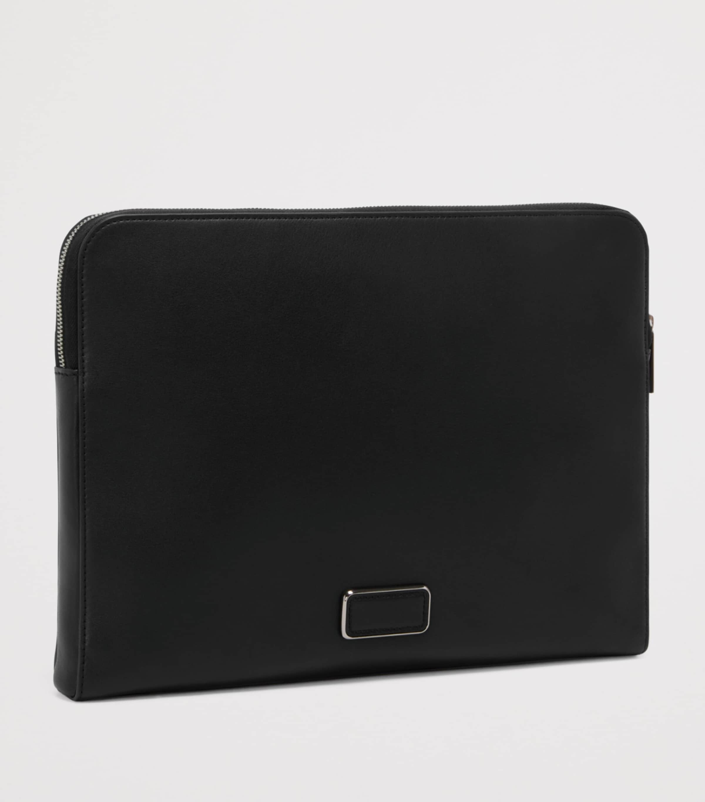 Leather Belden Laptop Sleeve BLACK GUNMETAL T522 Image 4