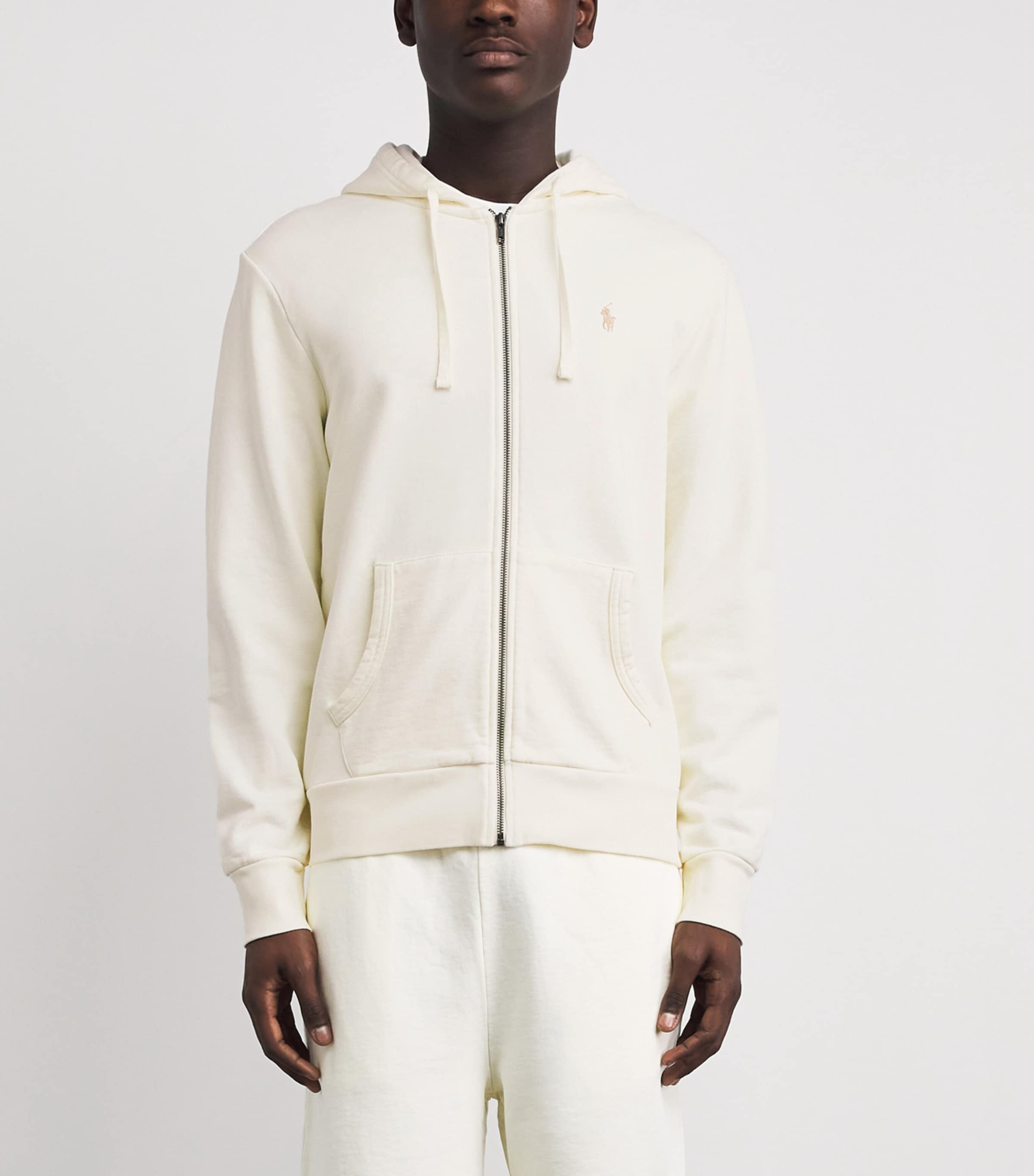 Polo Ralph Lauren Mens Cotton Loopback Fleece Zip-Up Hoodie Clubhouse Cream Image 4