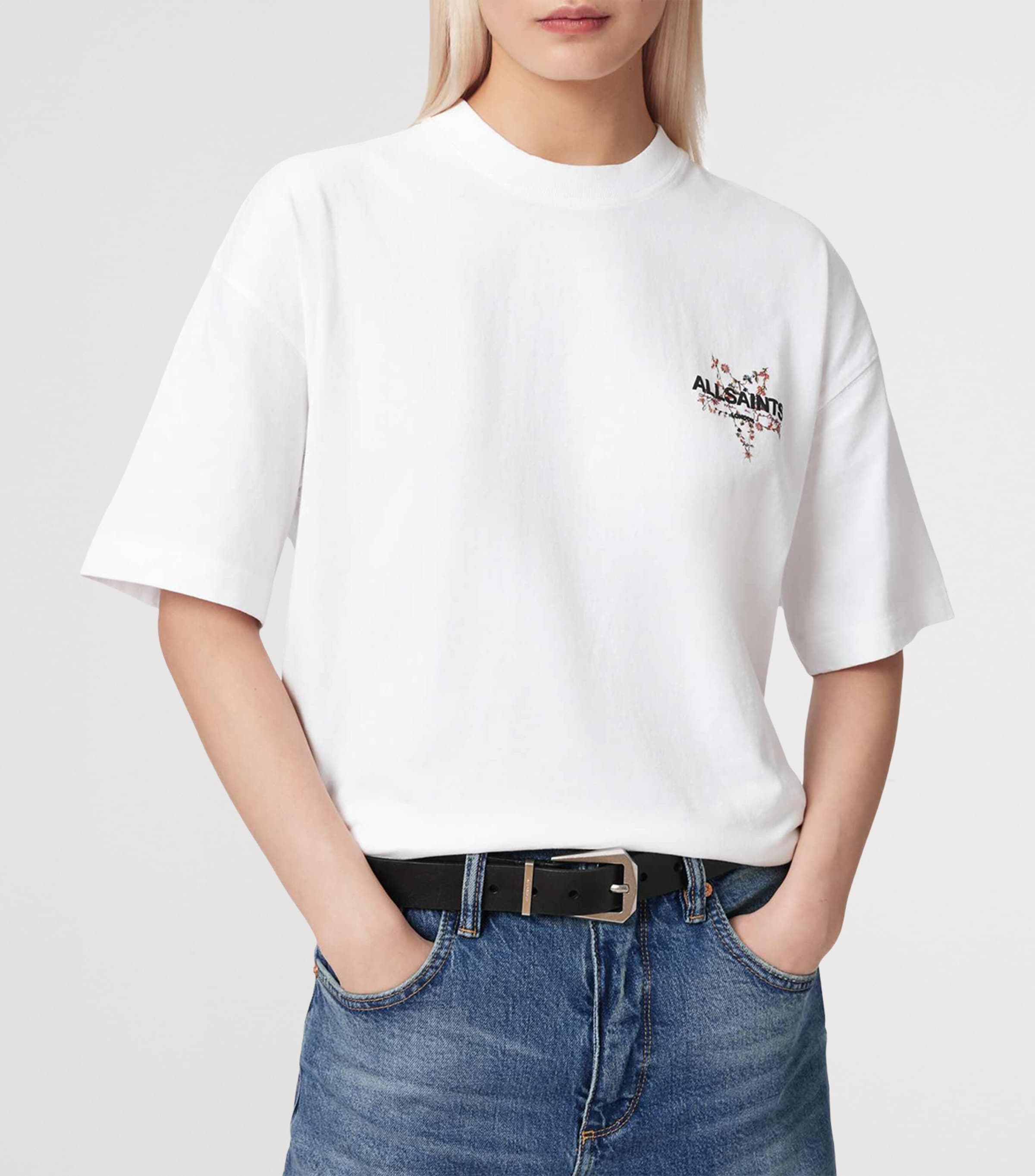 AllSaints Womens Cotton Pentacle Etta T-Shirt Optic White Image 3