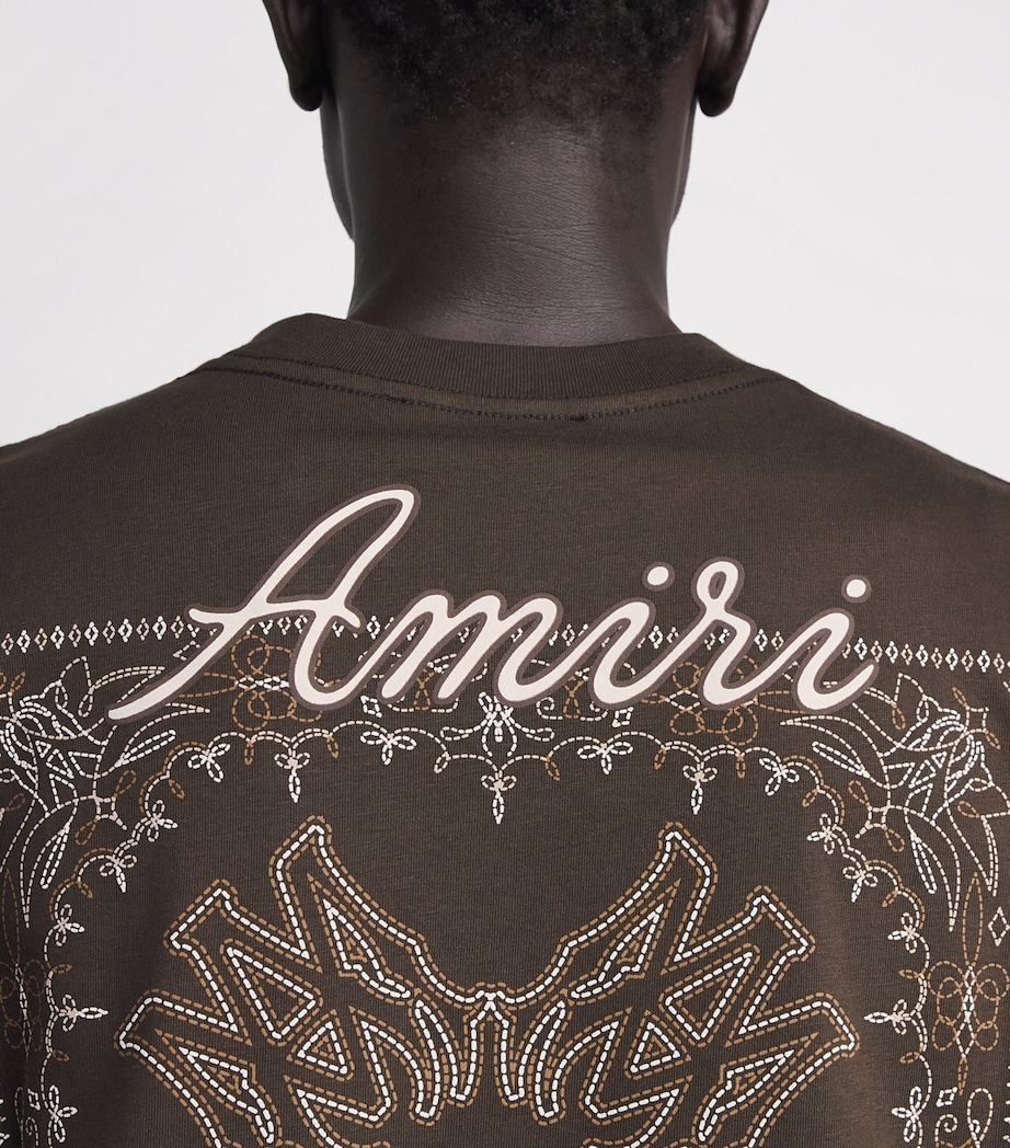 AMIRI Mens Cotton Quad Bandana T-Shirt Husk Image 3