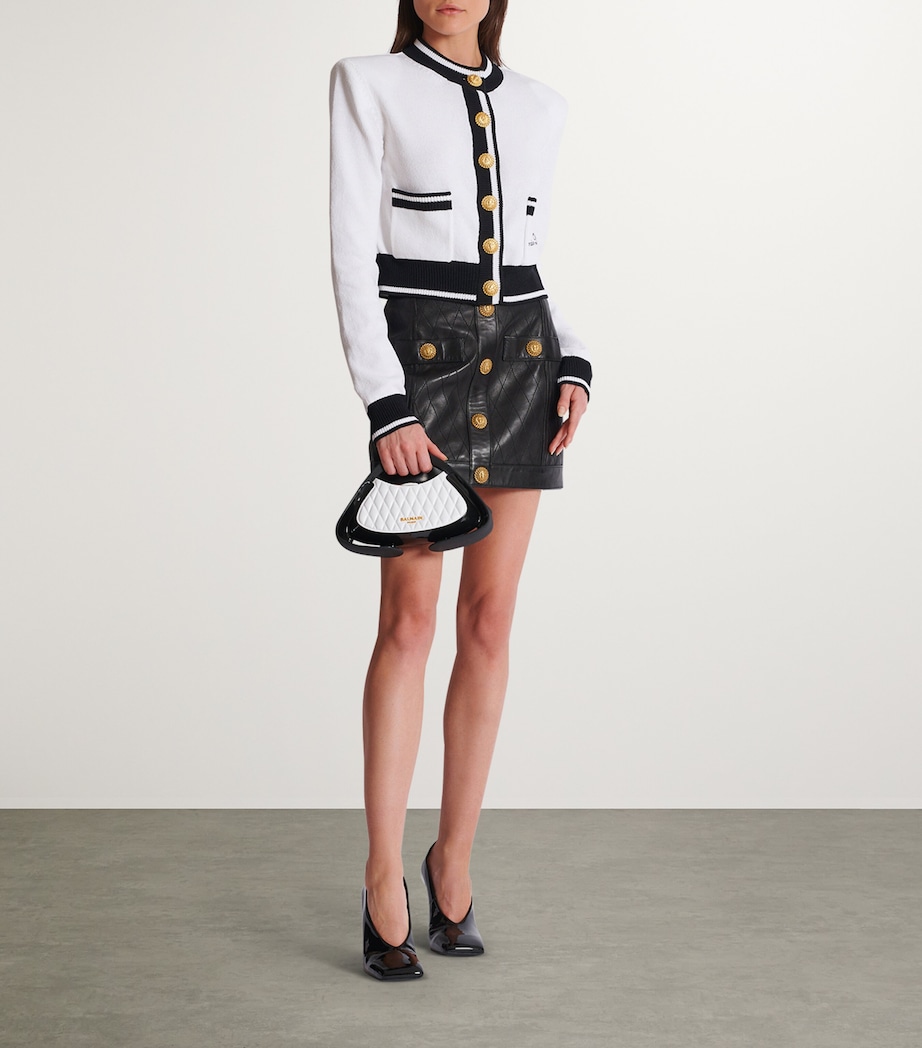 Signature Button-Detail Cardigan GAB BLANC/NOIR Image 3