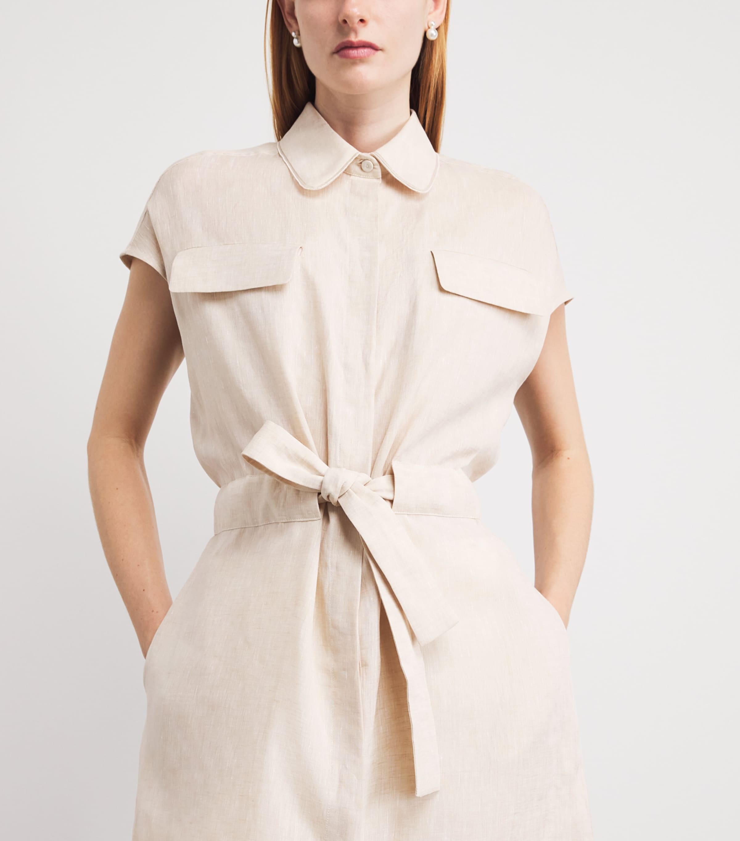 Fabiana Filippi Womens Linen Safari Midi Dress Naturale Image 3