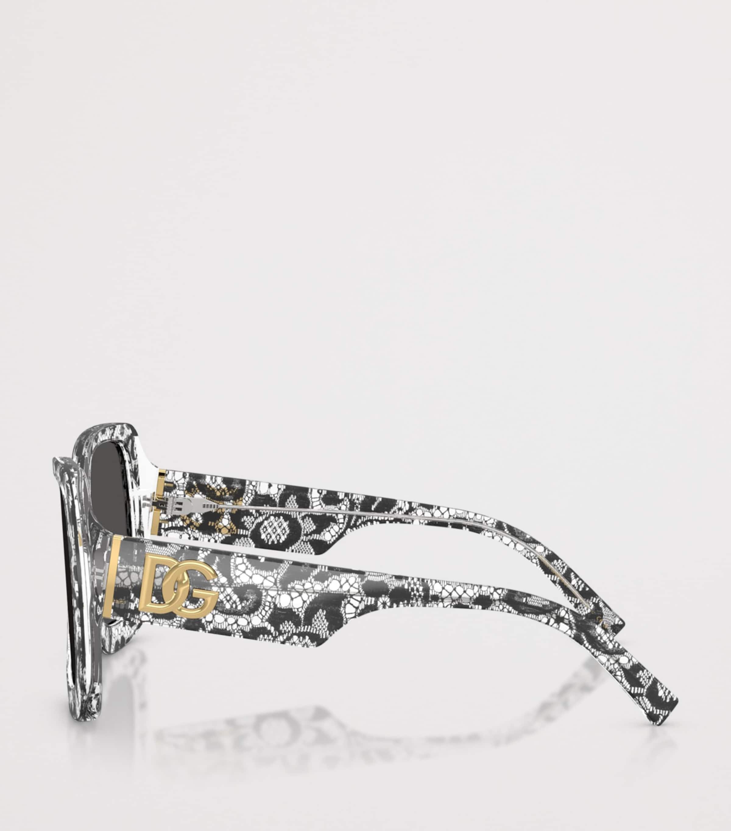 Dolce&Gabbana Lace Print Square Sunglasses Black Image 3