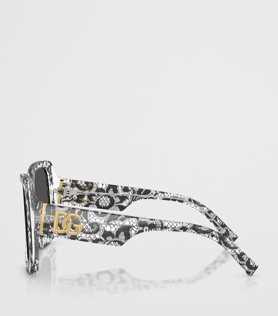 Dolce&Gabbana Lace Print Square Sunglasses Black Image 3