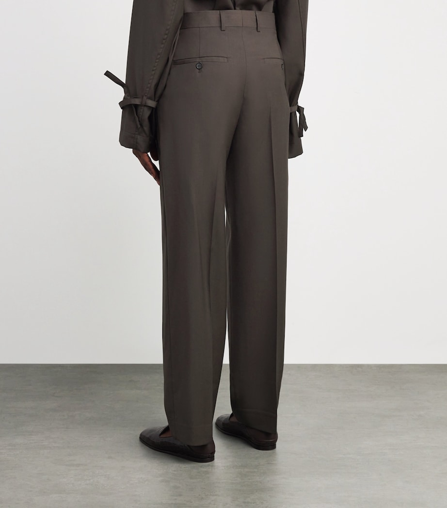 Wool Pleated Trousers 273 PEPPER Image 4