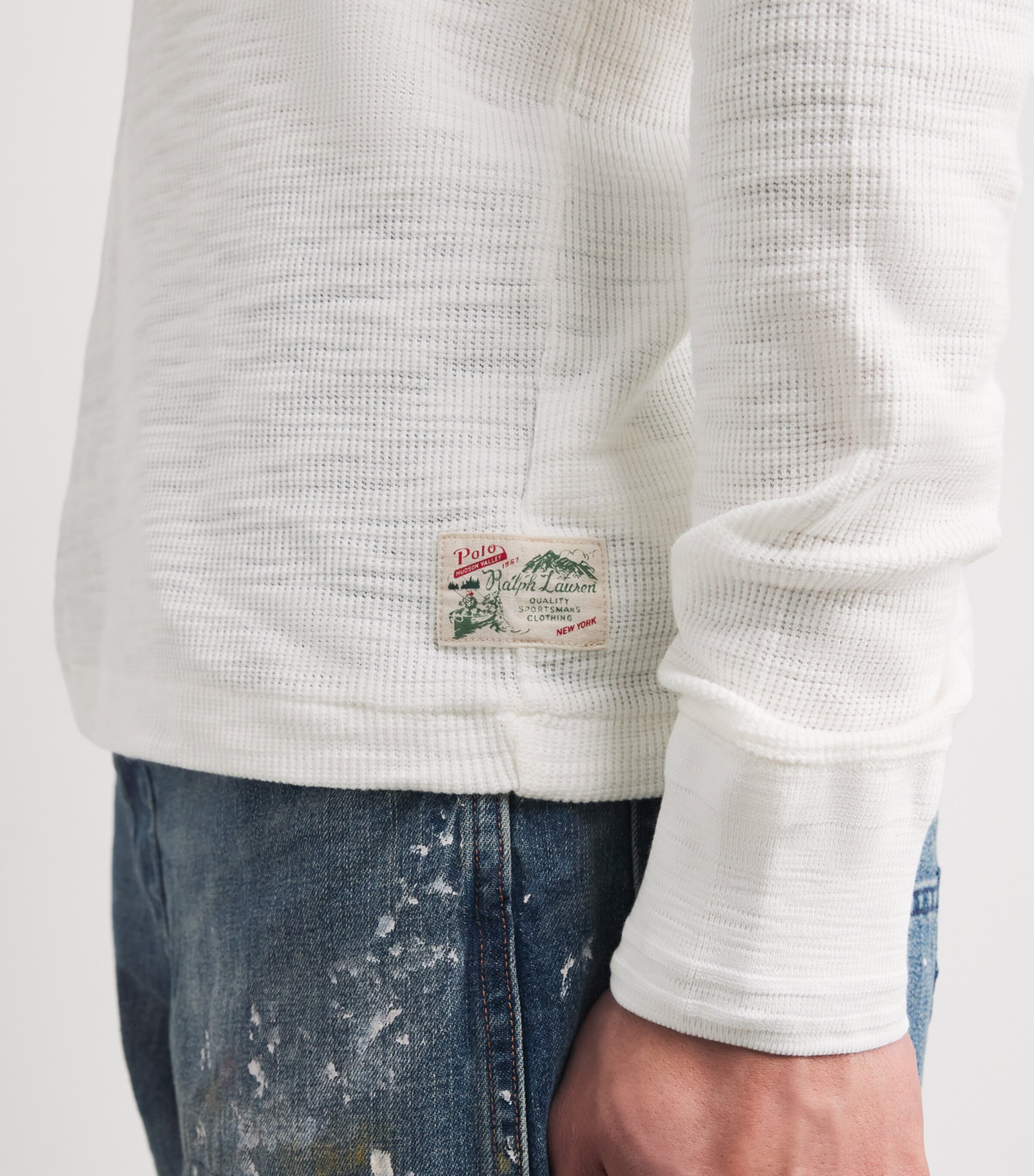 Polo Ralph Lauren Mens Long-Sleeve Henley T-Shirt White Image 6