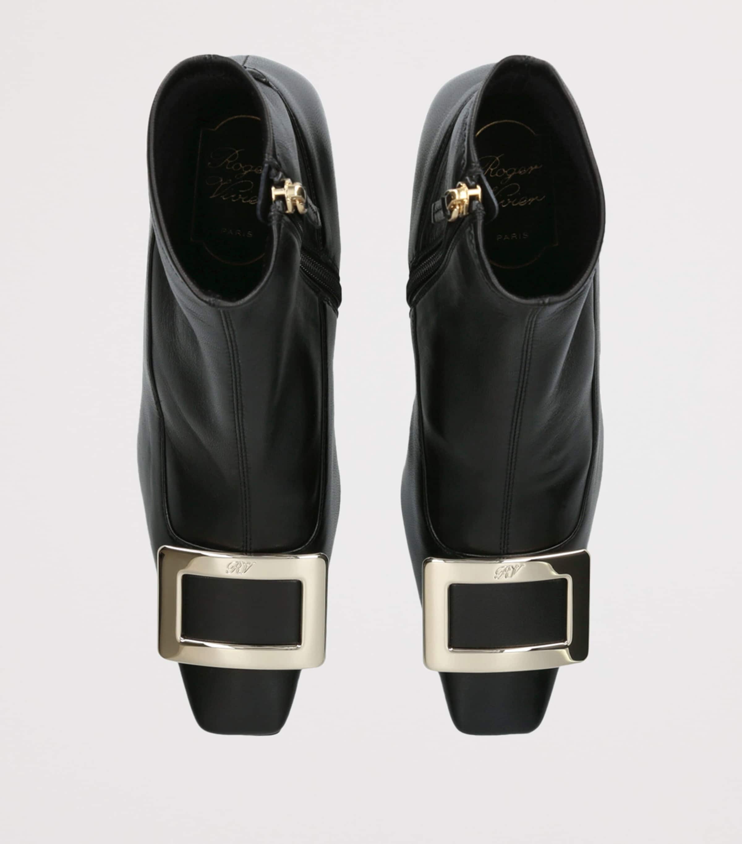 Leather Stretch Belle Vivier Ankle Boots 45 BLACK Image 4