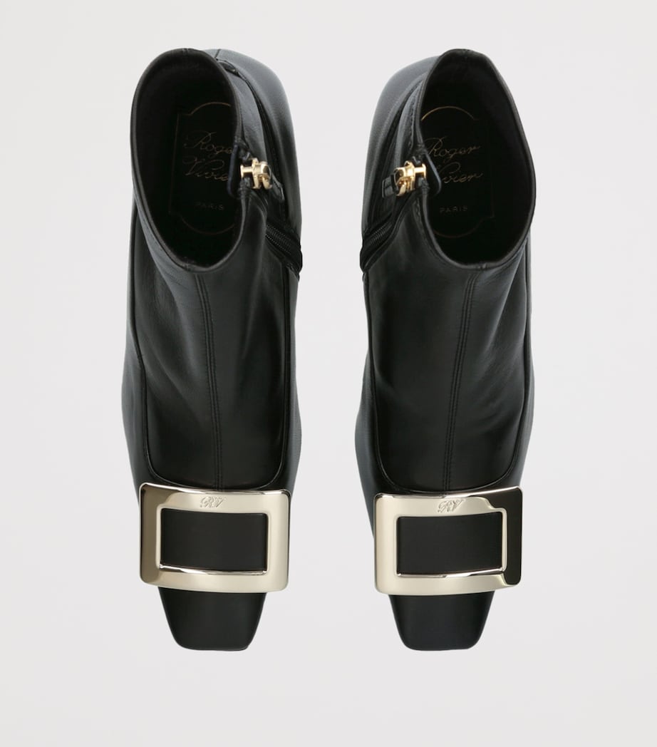 Leather Stretch Belle Vivier Ankle Boots 45 BLACK Image 4