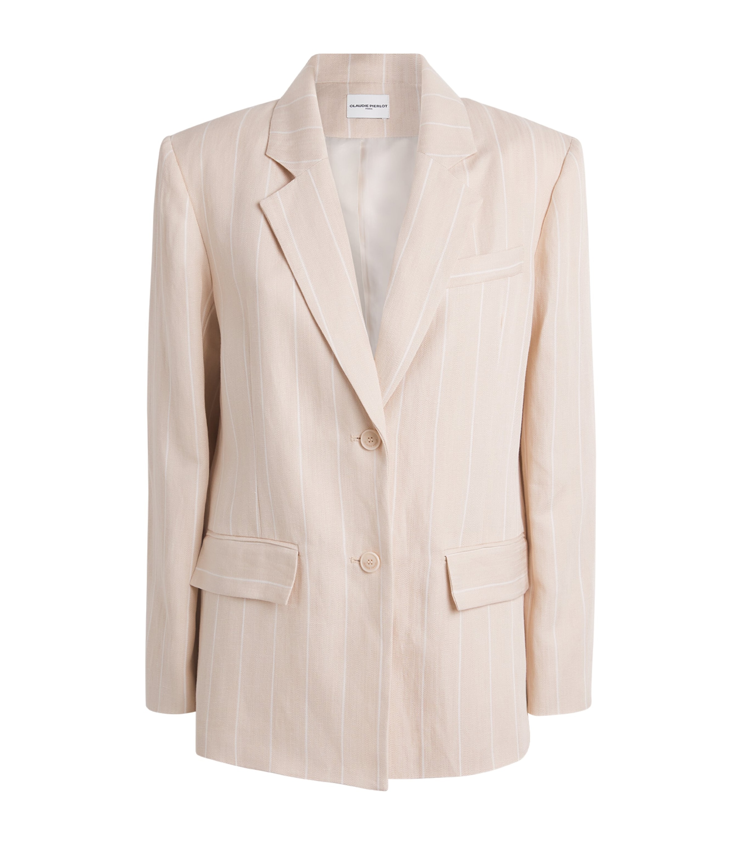 Claudie Pierlot Womens Pinstripe Blazer Sand Image 1
