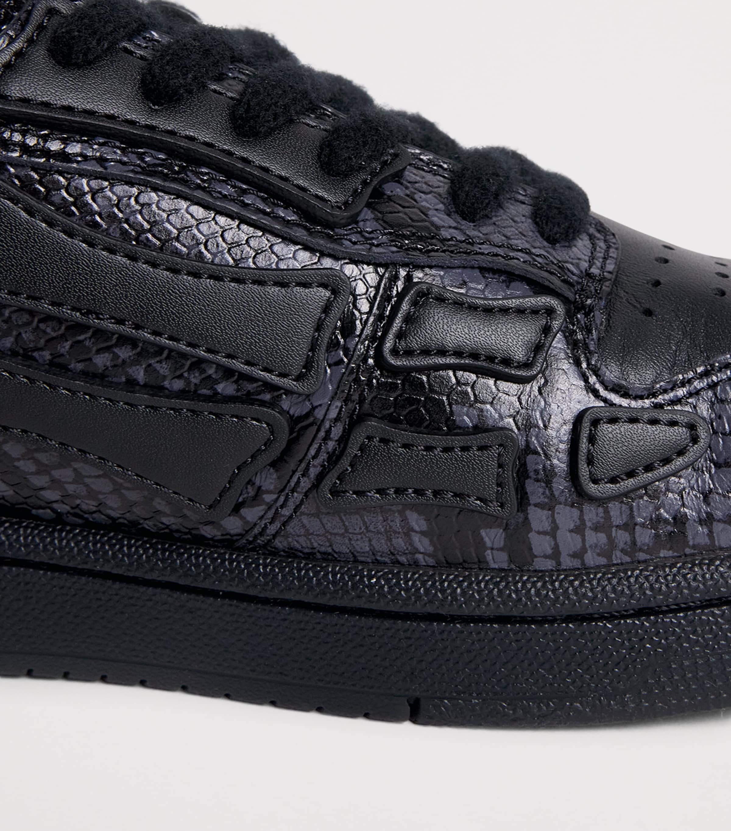 AMIRI Leather Python-Print Skel Top Low Sneakers Black Image 7