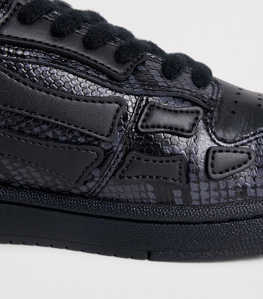AMIRI Leather Python-Print Skel Top Low Sneakers Black Image 7