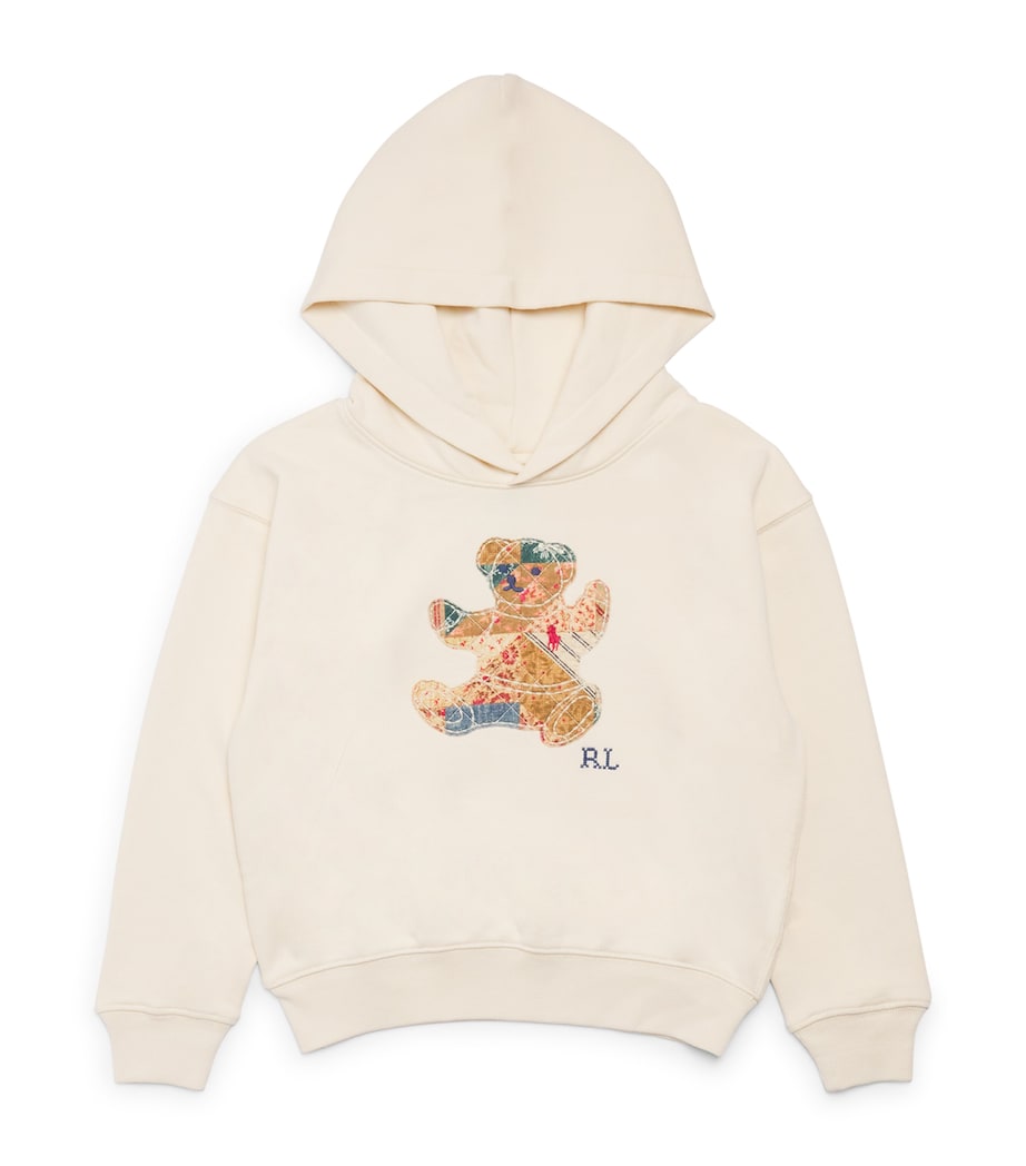 Ralph Lauren Kids Patchwork Polo Bear Hoodie (2-7 Years) Guide Cream Image 1