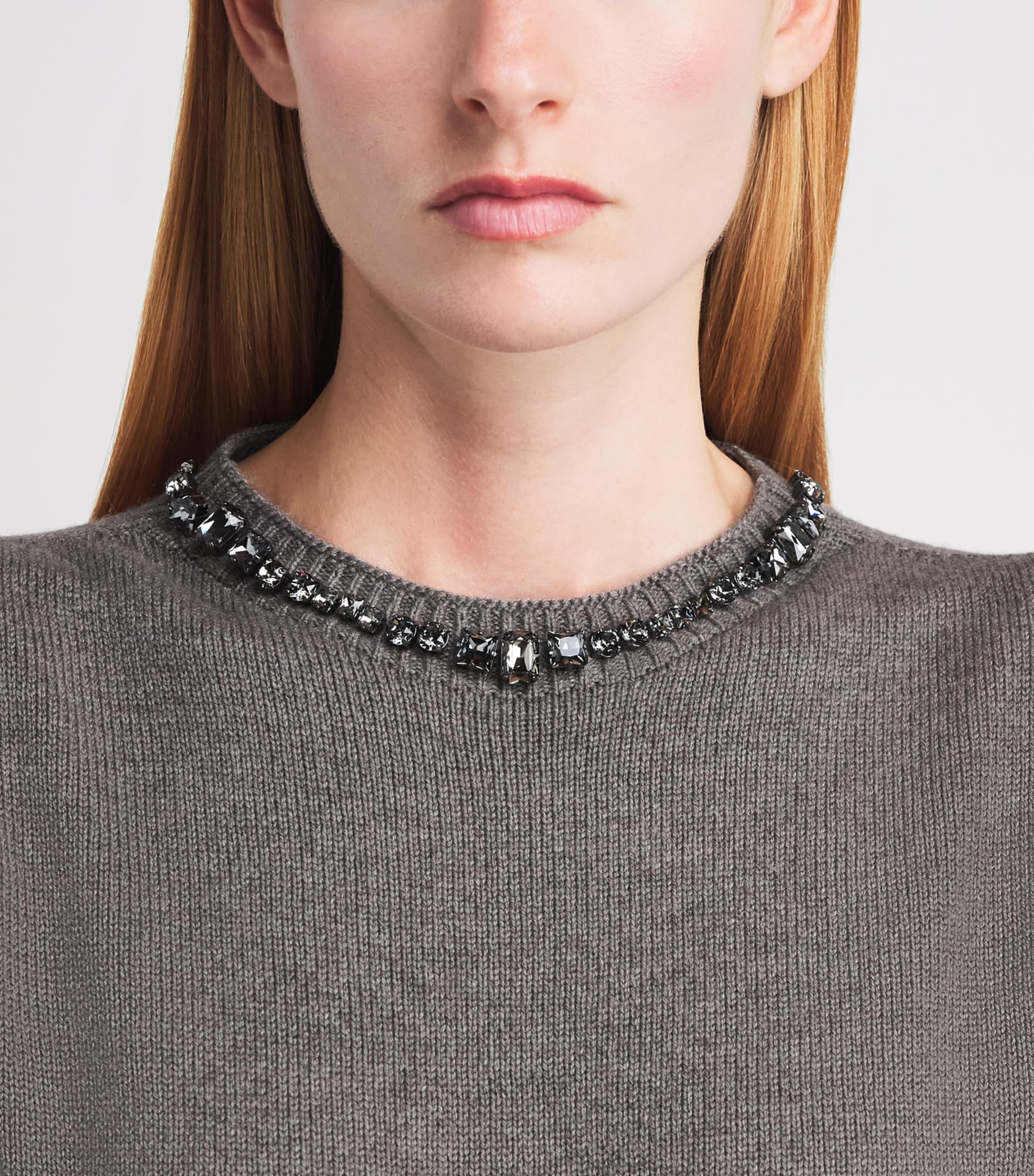 Fabiana Filippi Womens Virgin Wool-Silk-Cashmere Embellished Sweater Falco Image 3