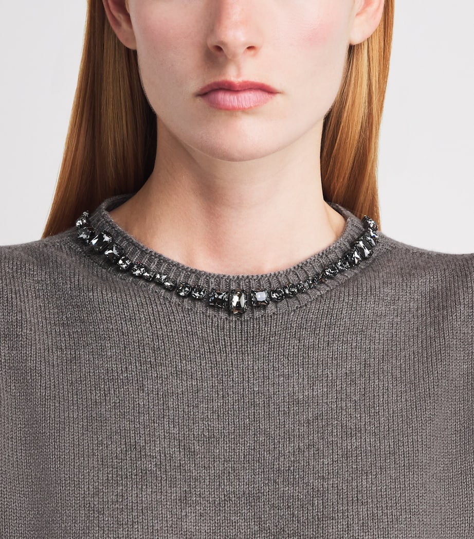 Fabiana Filippi Womens Virgin Wool-Silk-Cashmere Embellished Sweater Falco Image 3