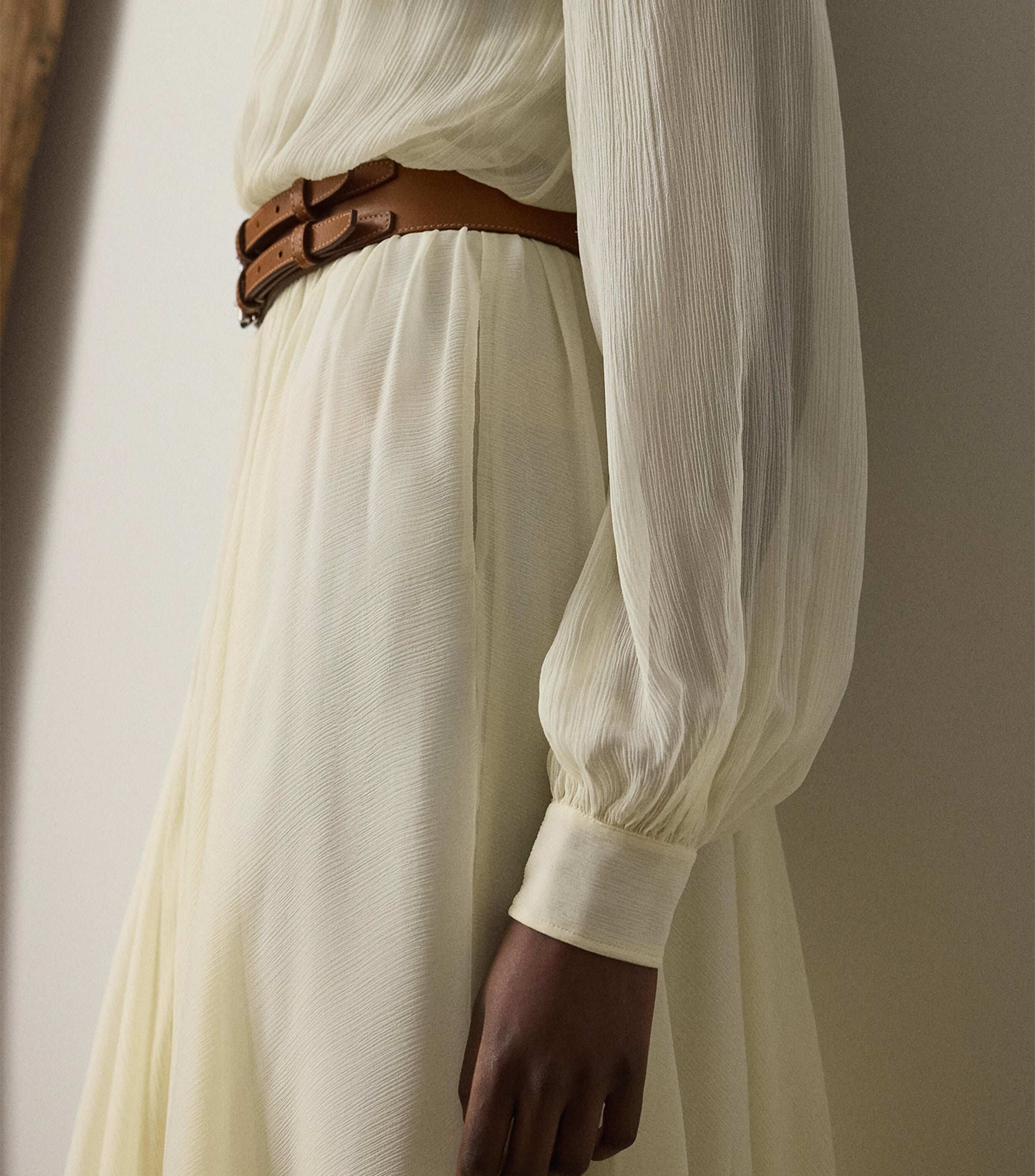 Mulberry Silk Grantly Midi Shirt Dress LUX CREAM Image 4