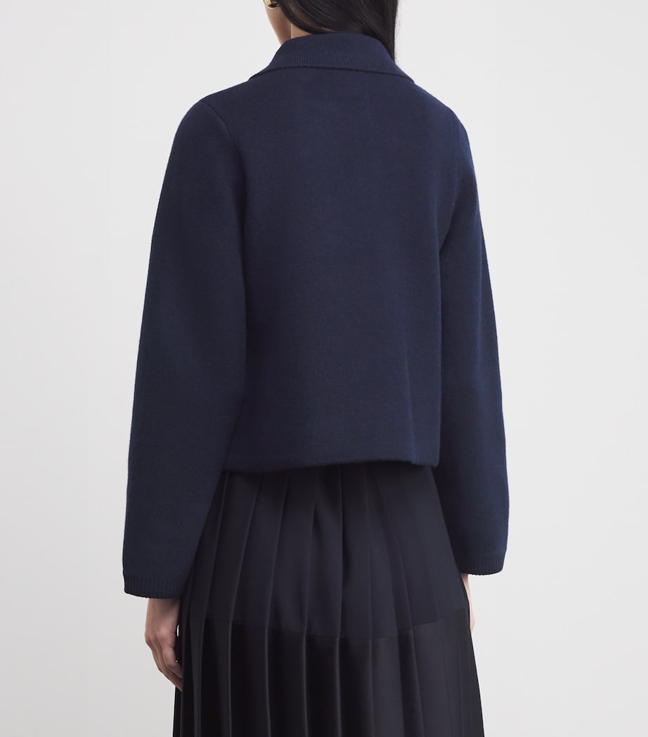 Wool-Blend Double-Breasted Cardigan NAVY BLUE Image 4