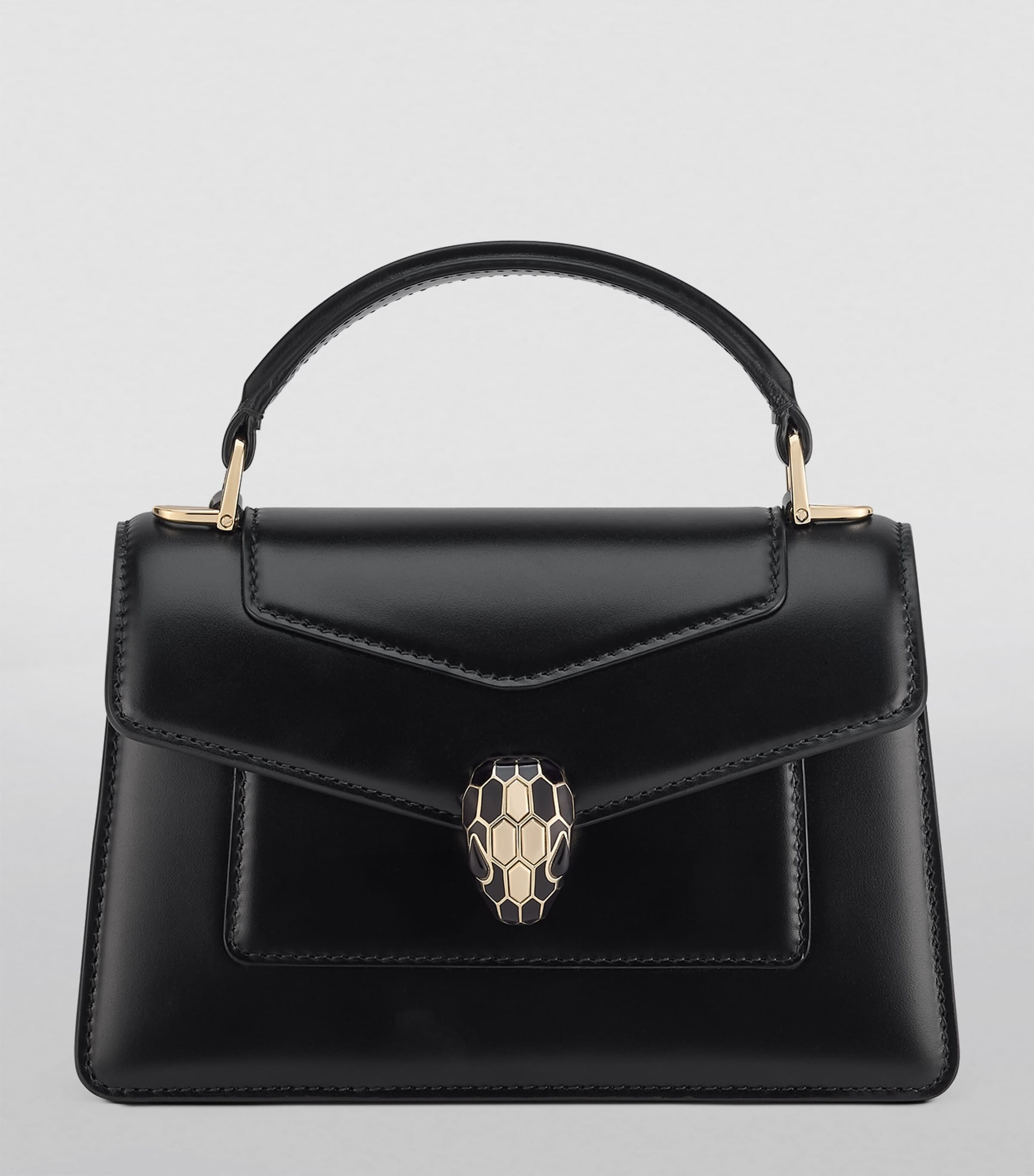 Mini Leather Serpenti Forever Top-Handle Bag BLACK Image 4