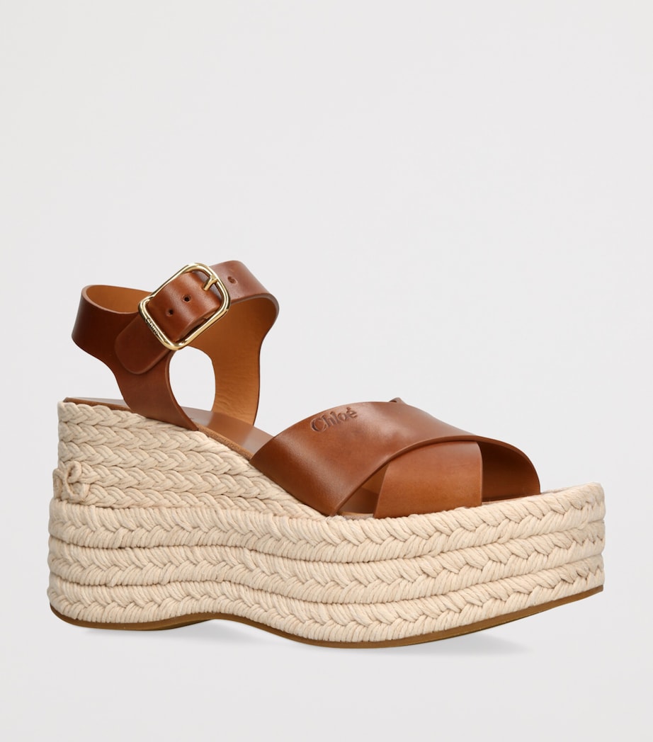 Leather Isla Wedge Espadrilles BROWN Image 3