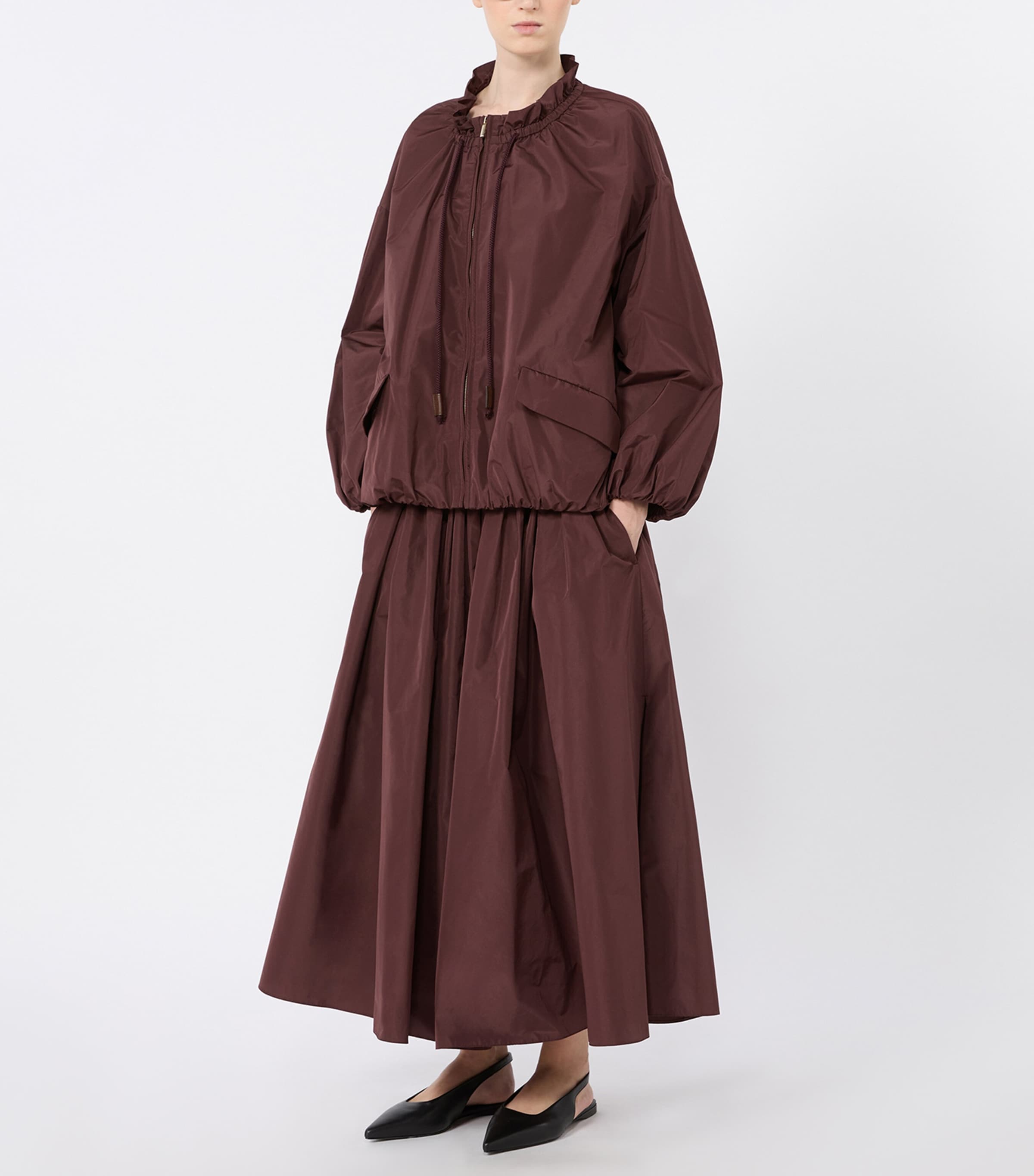 Max Mara Womens Water-Repellent Taffeta Bomber Jacket Bordeaux Image 2