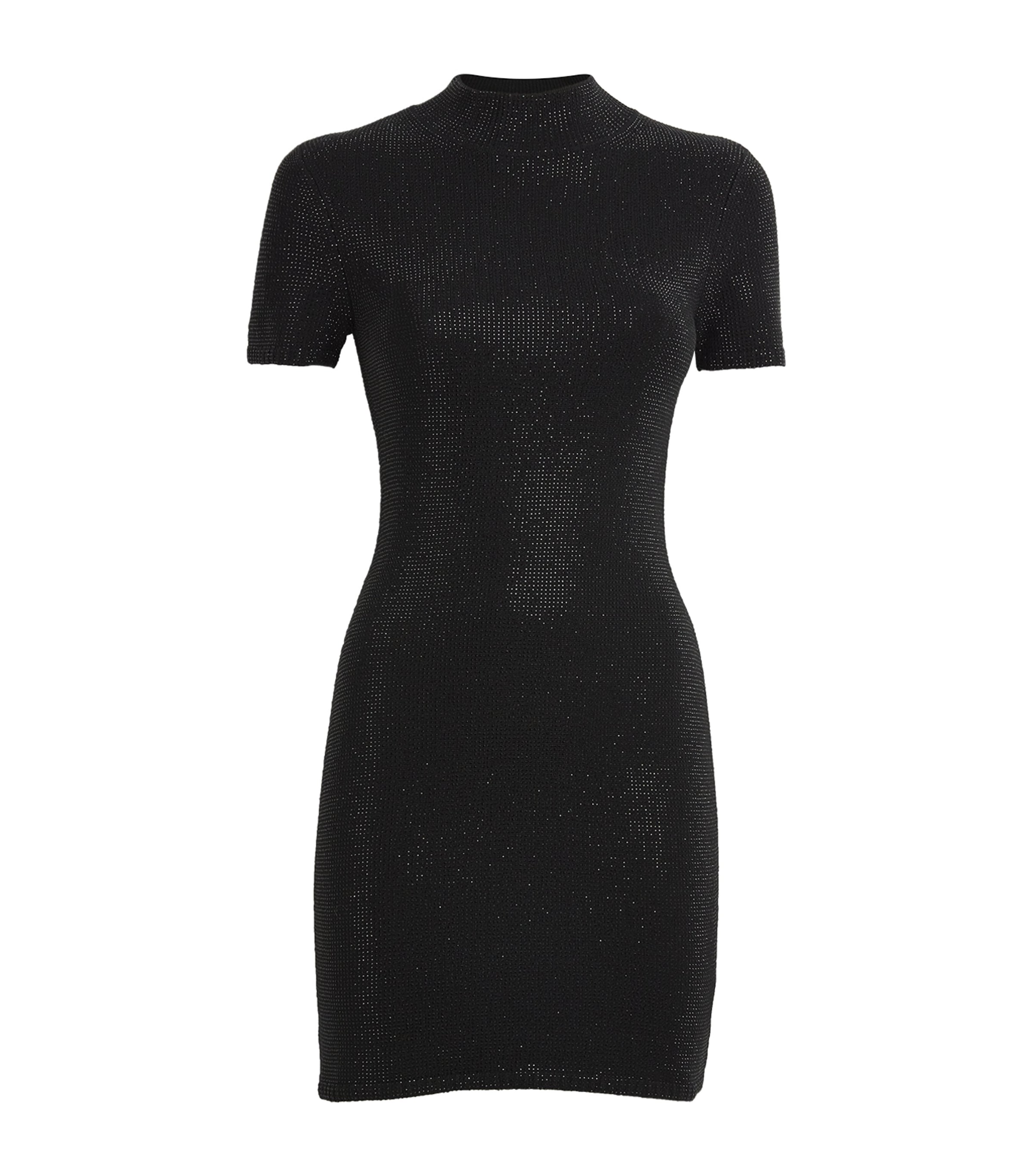 Alexander Wang Wool-blend Crystal Mini Dress In Black