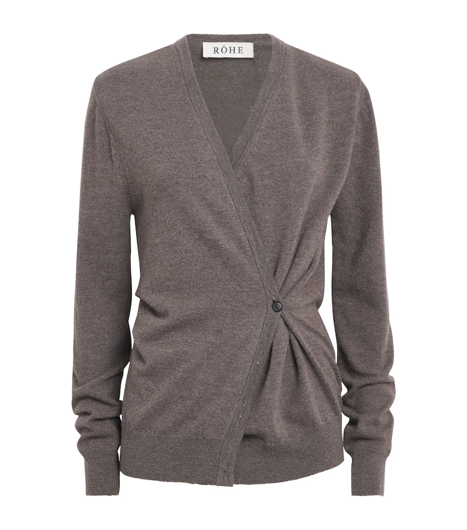 Róhe Womens Stretch-Wool Twisted Cardigan Mud Image 1