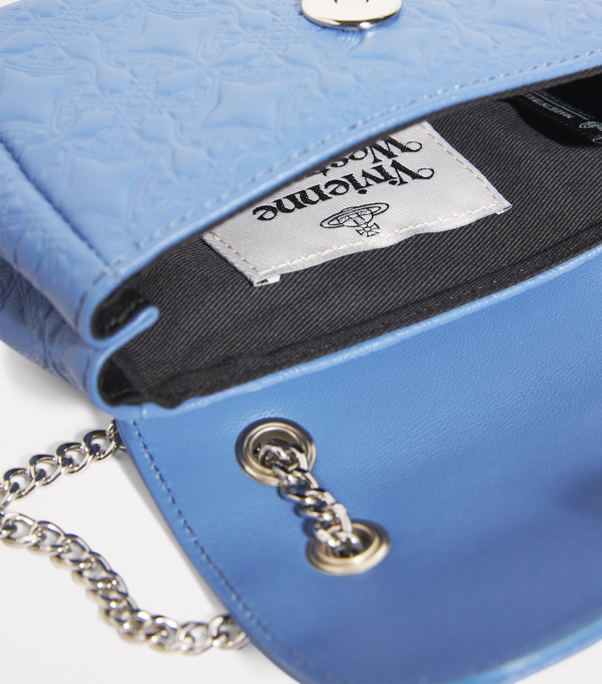 Vivienne Westwood Blue Small Embossed Leather Shoulder Bag