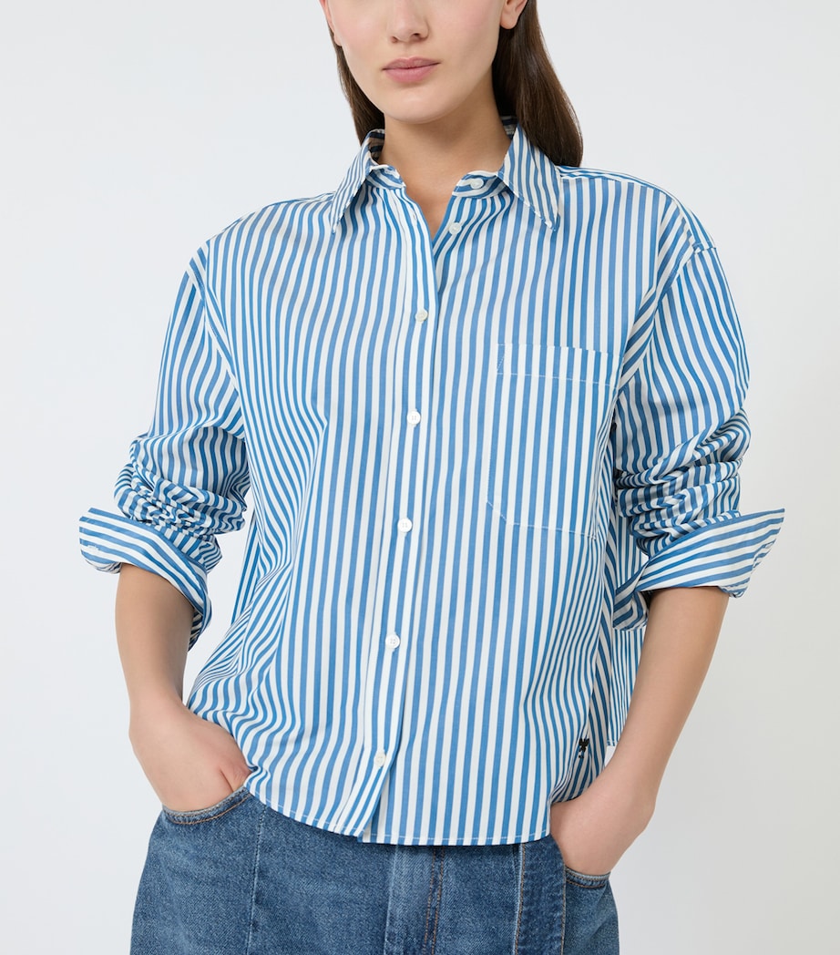 Weekend Max Mara Womens Stripe Cropped Shirt Cornflower Blue Image 5