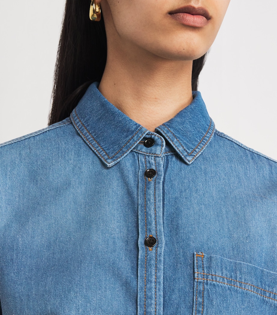 Cropped Denim Shirt WASHED MID BLUE Image 6