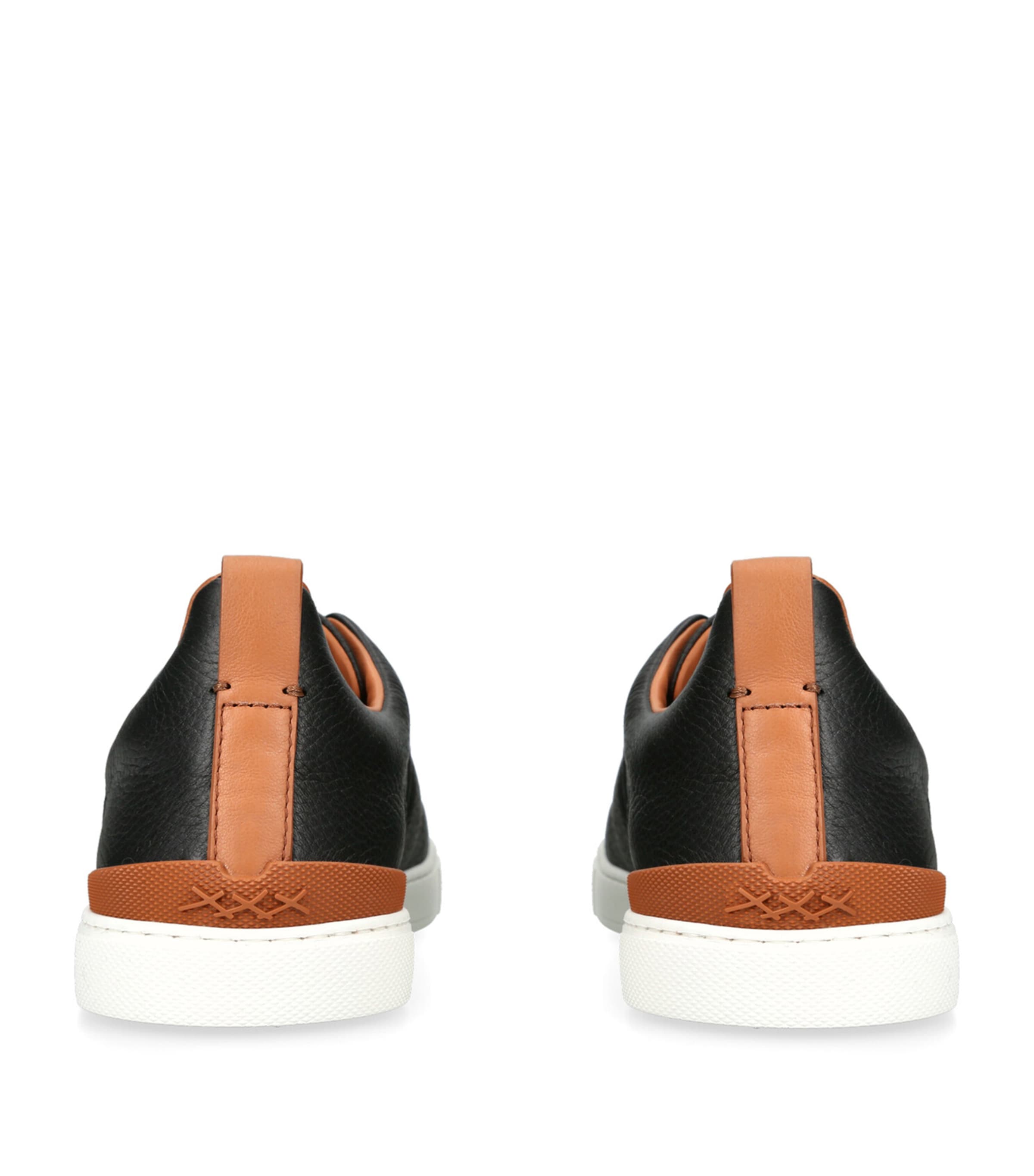 Leather Triple Stitch Sneakers BLK/BROWN Image 2