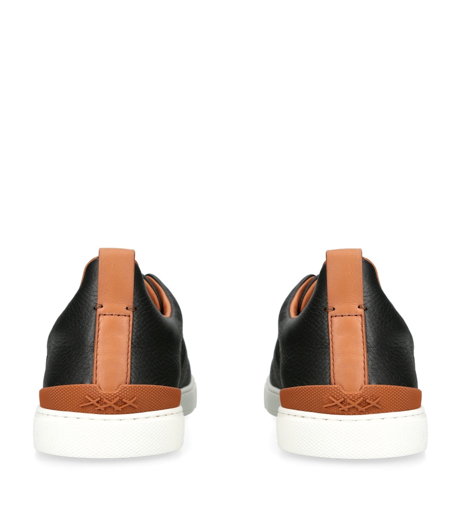 Leather Triple Stitch Sneakers BLK/BROWN Image 2