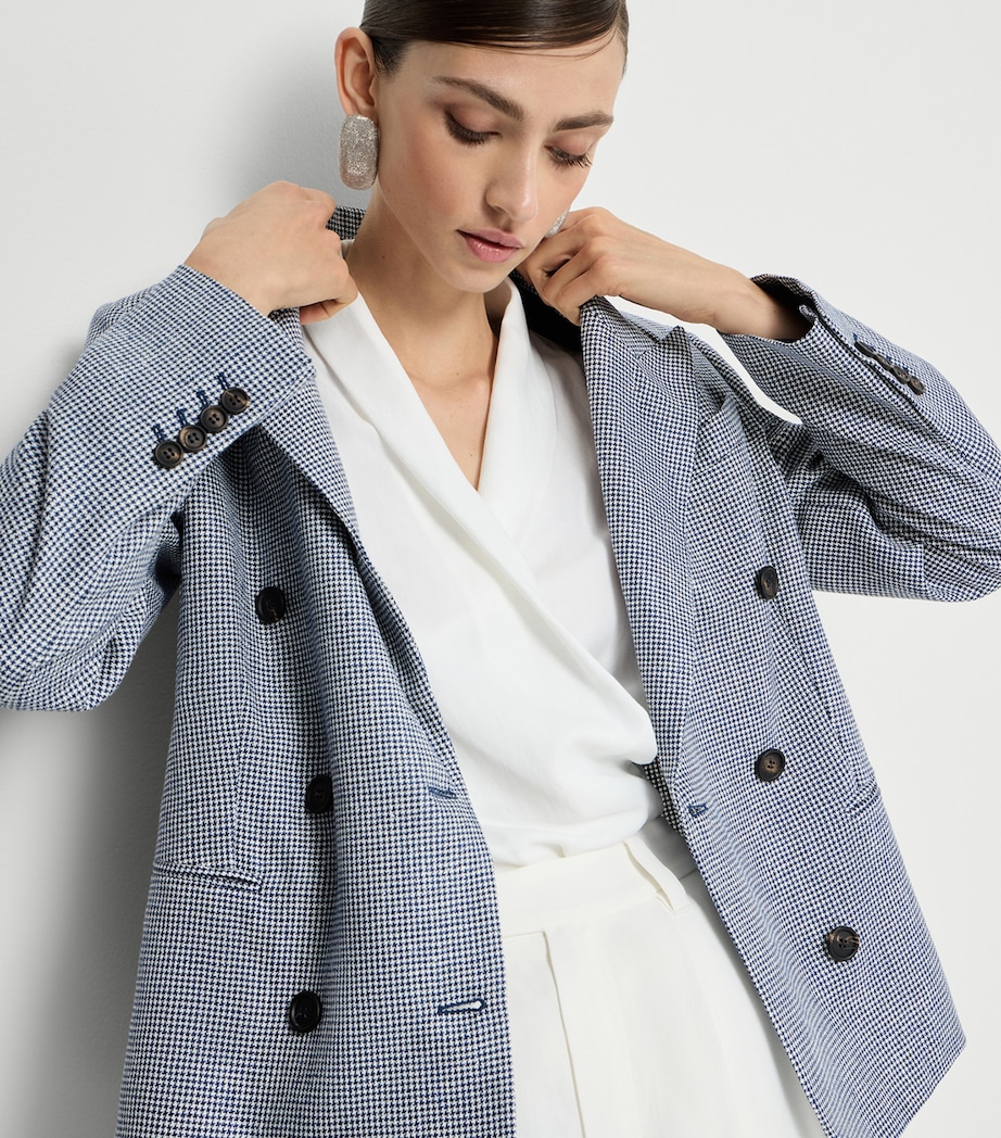 Brunello Cucinelli Womens Houndstooth Double-Breasted Blazer Image 4