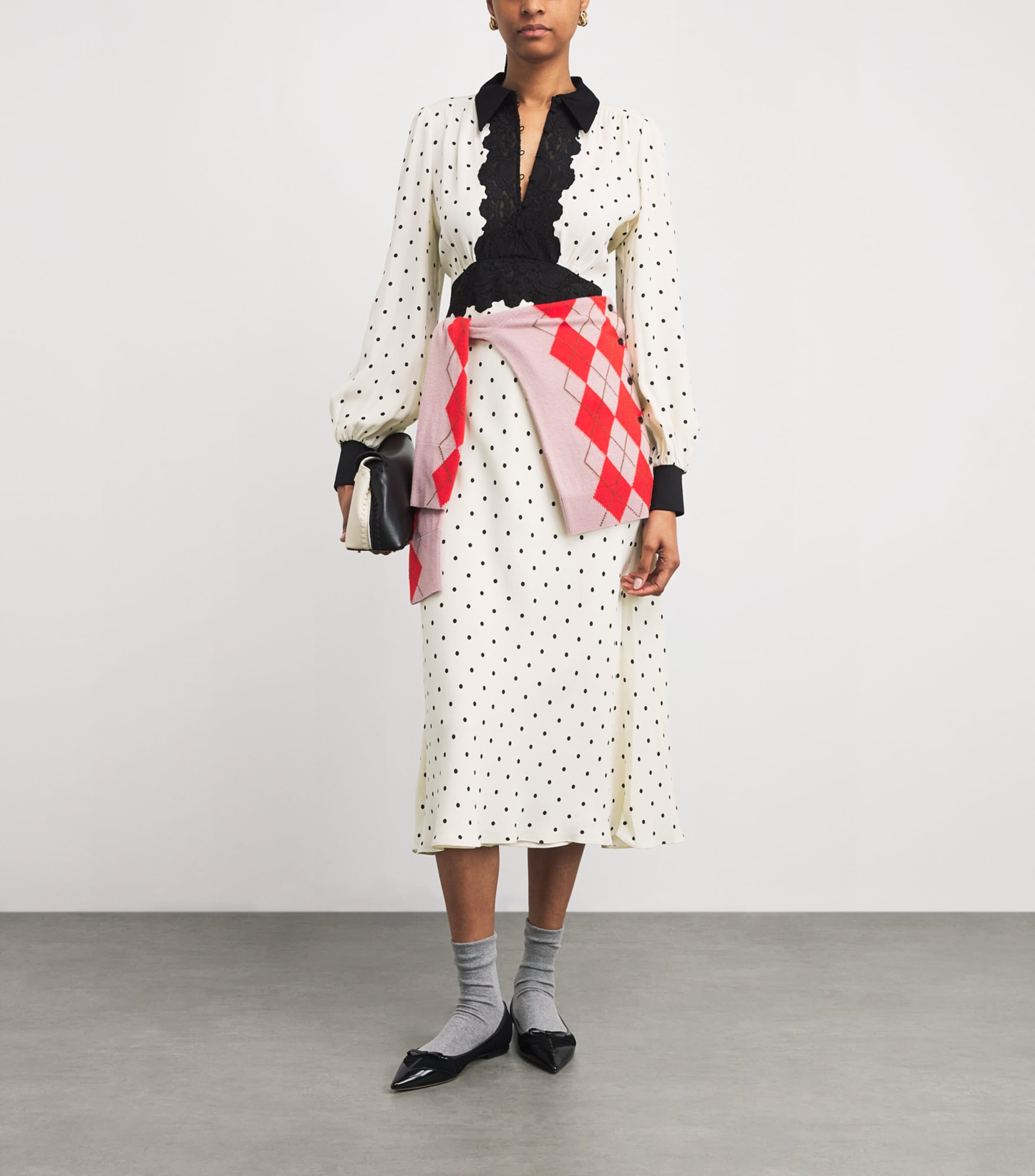 Lace-Trim Polka Dot Maxi Dress CREAM/BLACK Image 2