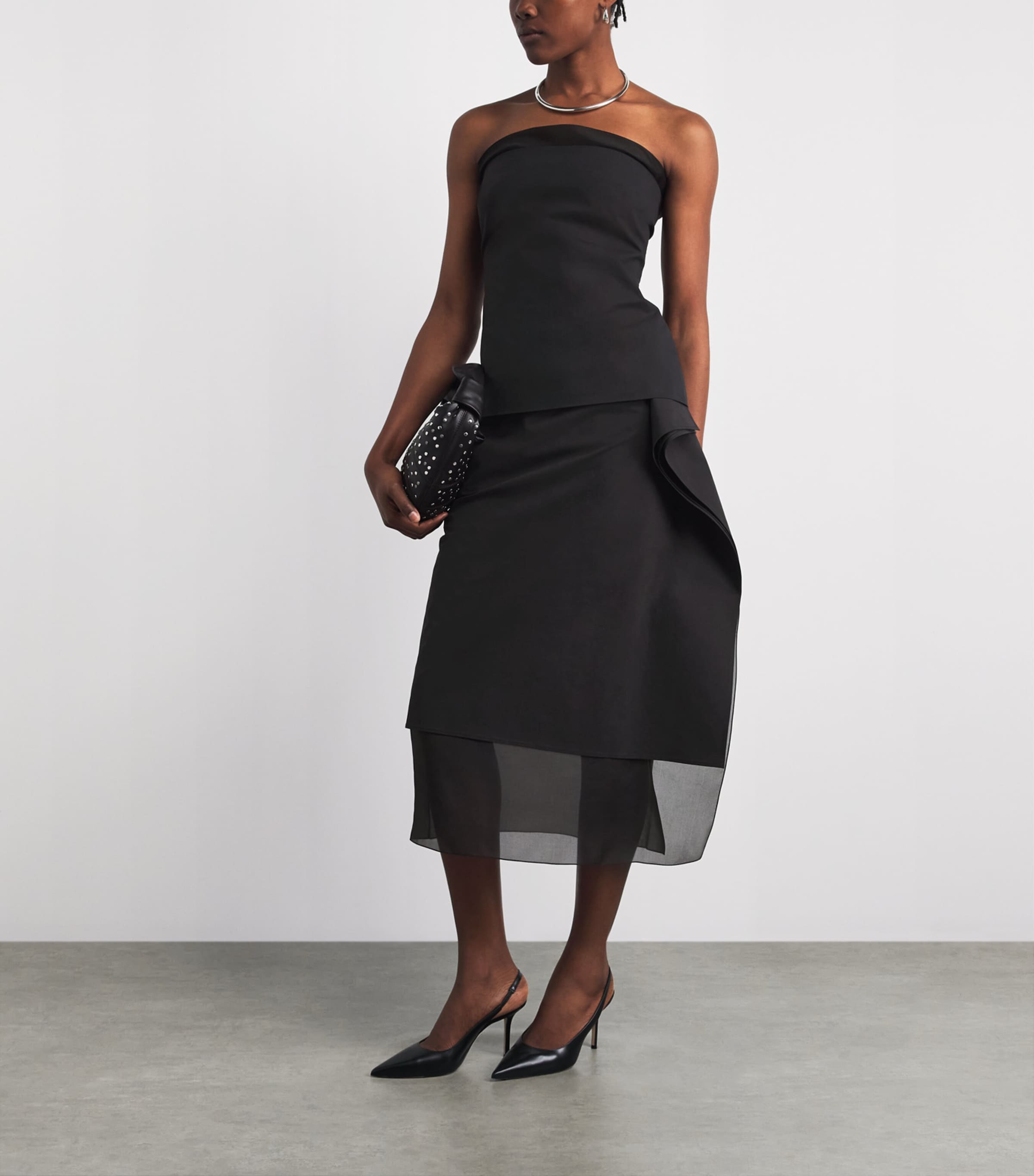 Voranida Womens Silk Lilac Midi Skirt Black Image 2