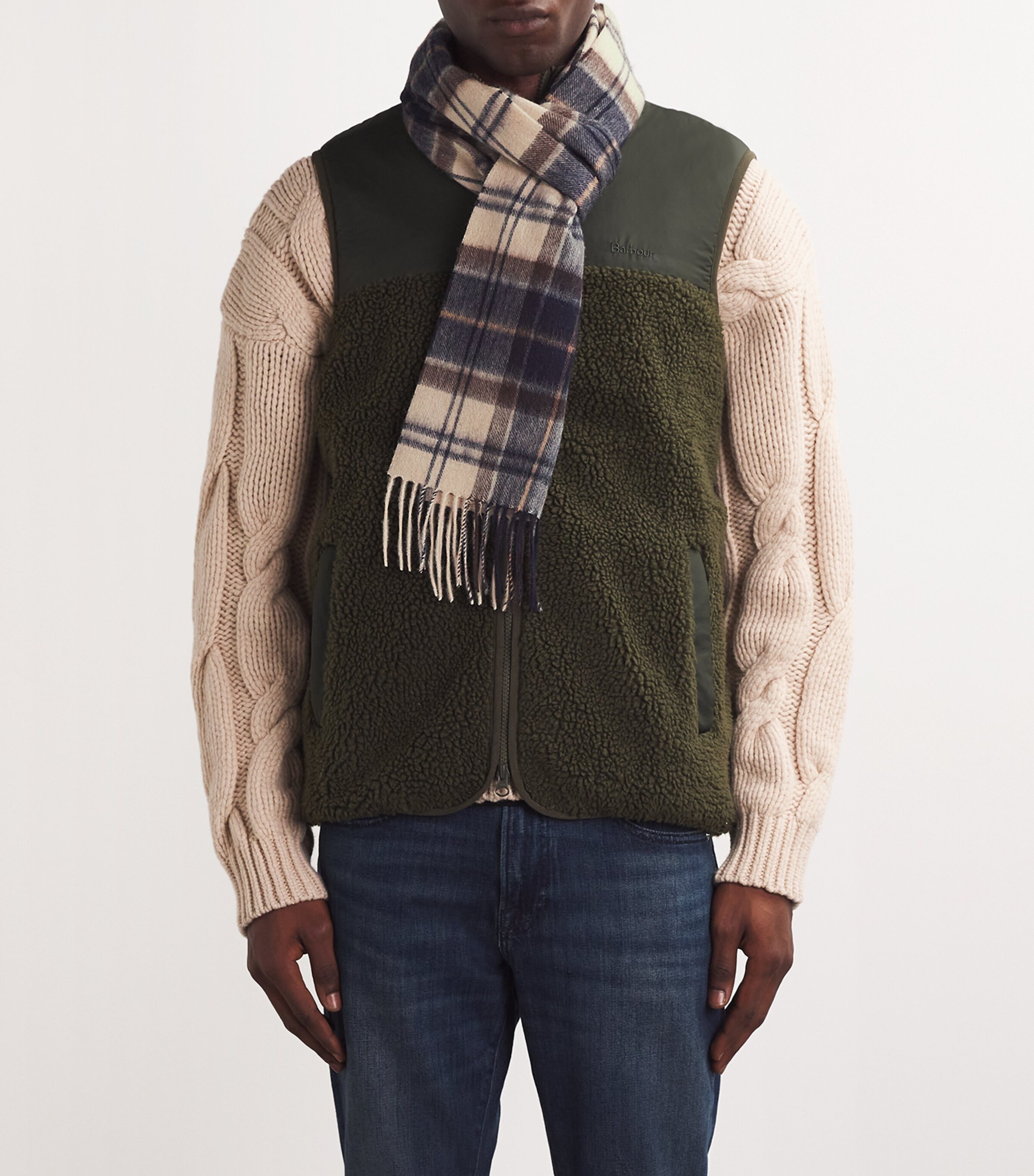 Barbour Wool-Cashmere Tartan Scarf Autumn Dress Image 4