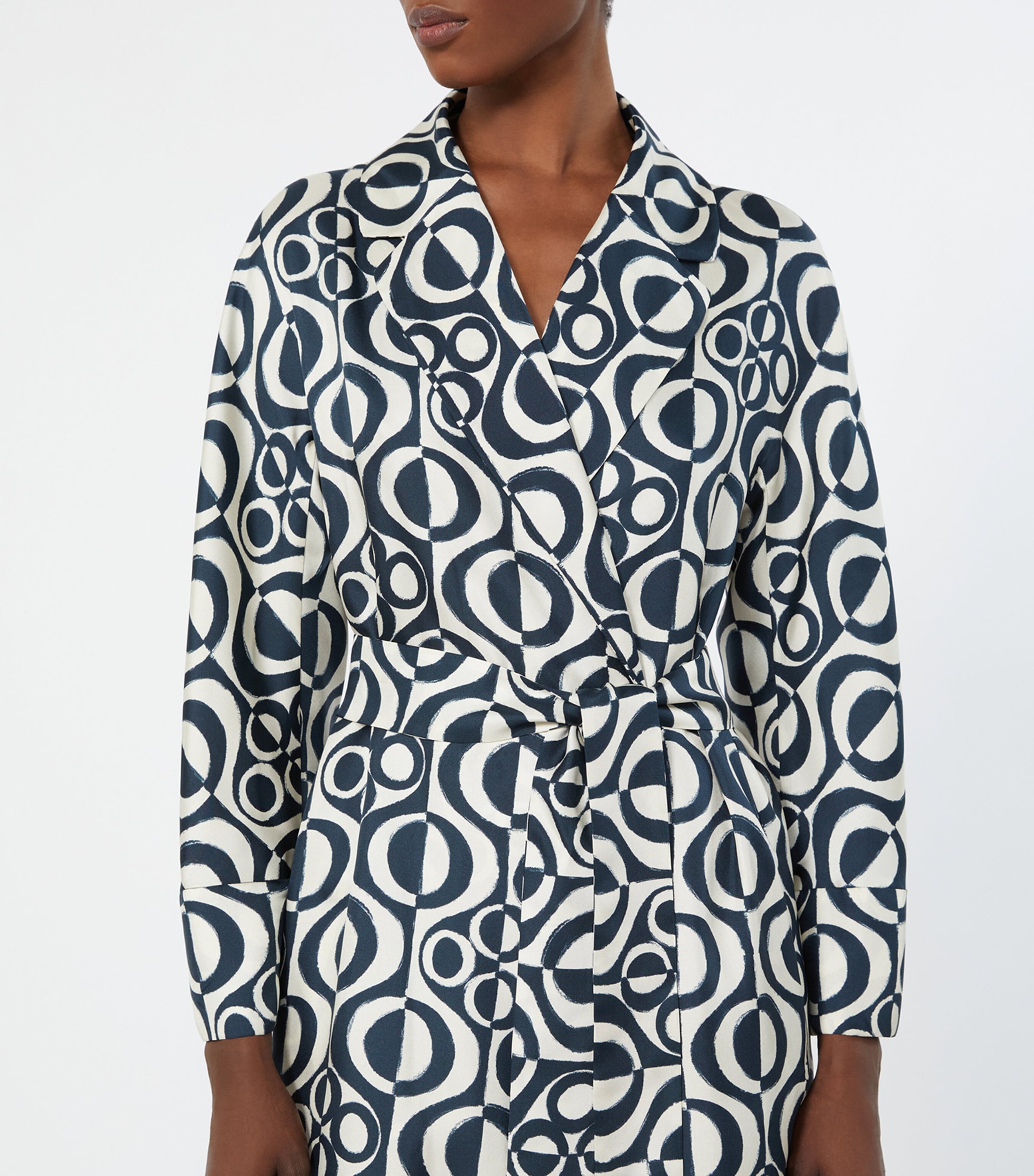 Max Mara Womens Silk Graphic Mini Wrap Dress Ultramarine Image 5