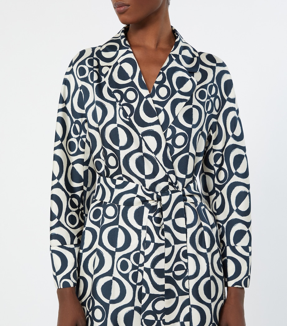 Max Mara Womens Silk Graphic Mini Wrap Dress Ultramarine Image 5