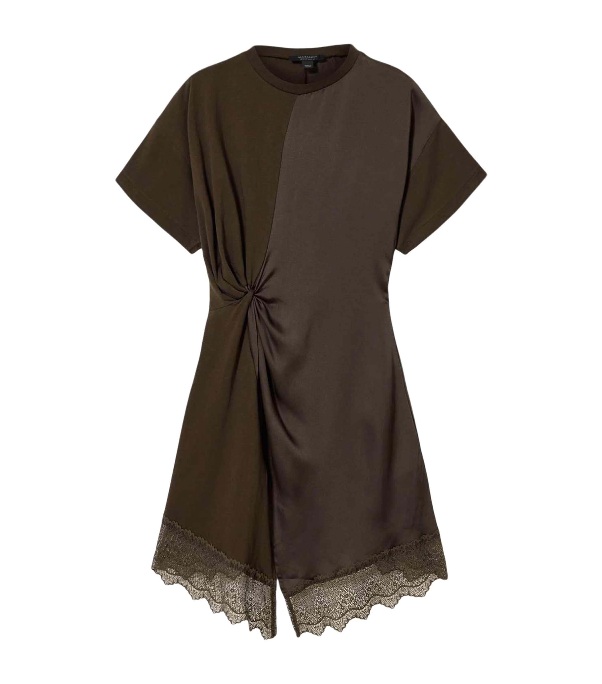 AllSaints Womens Cotton Lana Mini Dress Bottle Brown Image 1