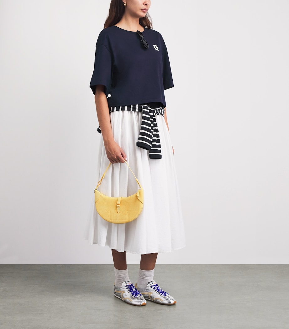 Claudie Pierlot Womens Cotton Logo-Embroidered T-Shirt Navy Image 2