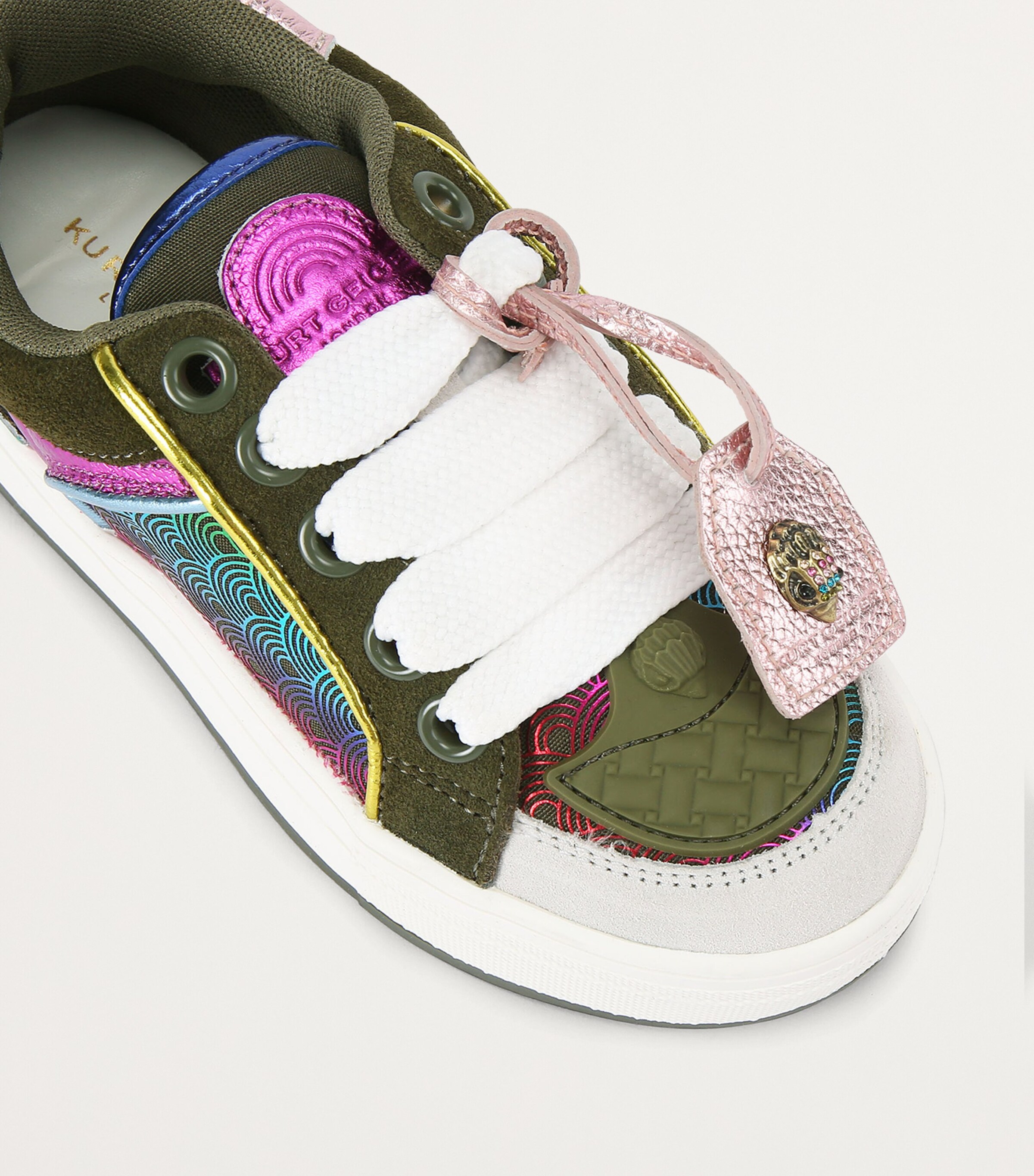 Kurt Geiger London Green Leather Southbank Tag Sneakers Harrods UK