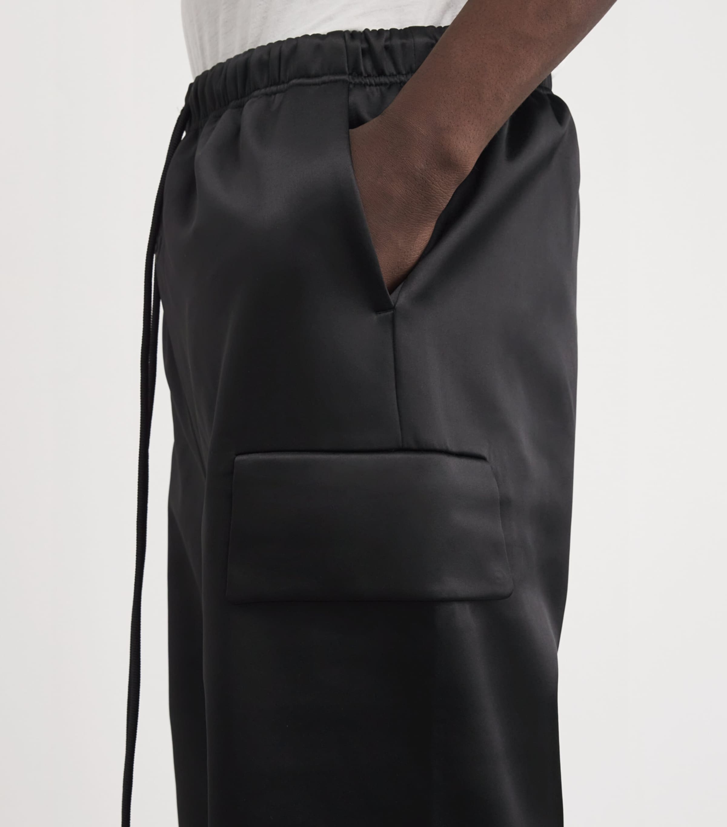 Bonded Satin Cargo Sweatpants VINTAGE BLACK Image 6