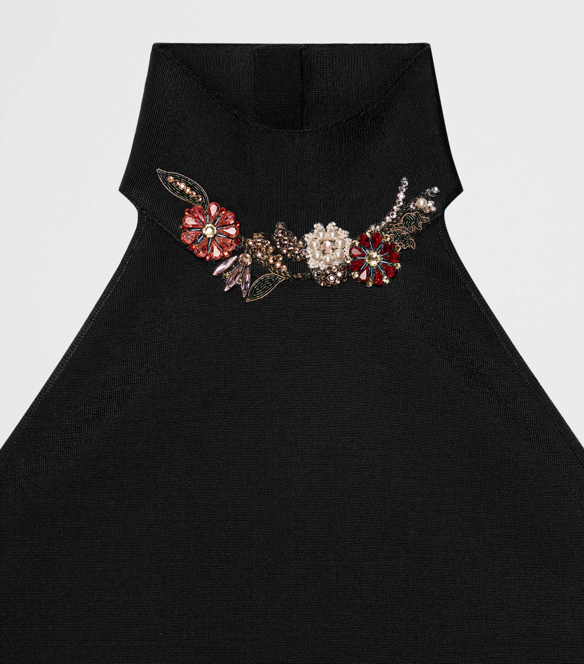 Viscose-Knit Embellished Halter Top BLACK Image 5