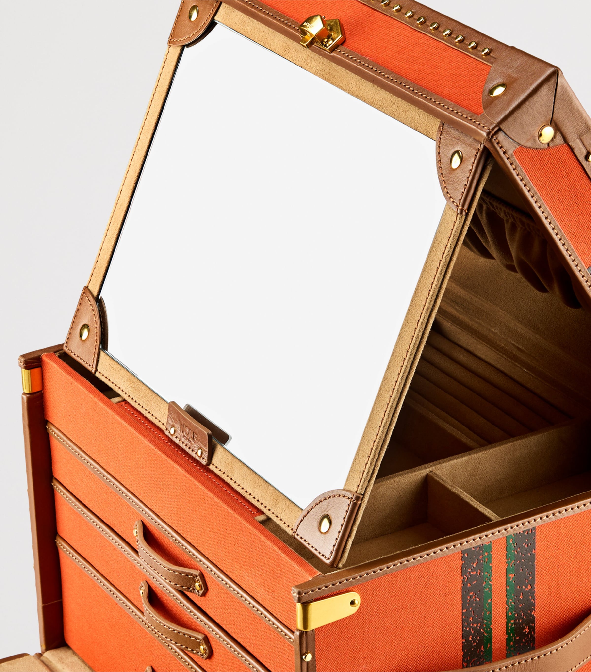 WOLF Canvas Ida Trunk Jewellery Box Orange Image 5